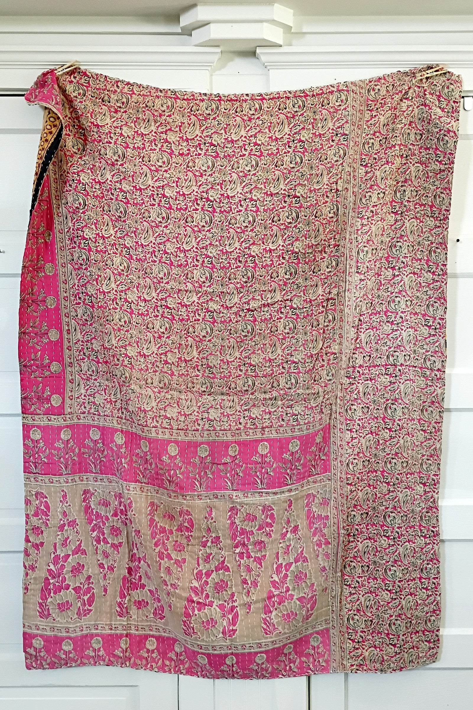 Kantha Sari Lap Quilt - 50" x 60" - #17