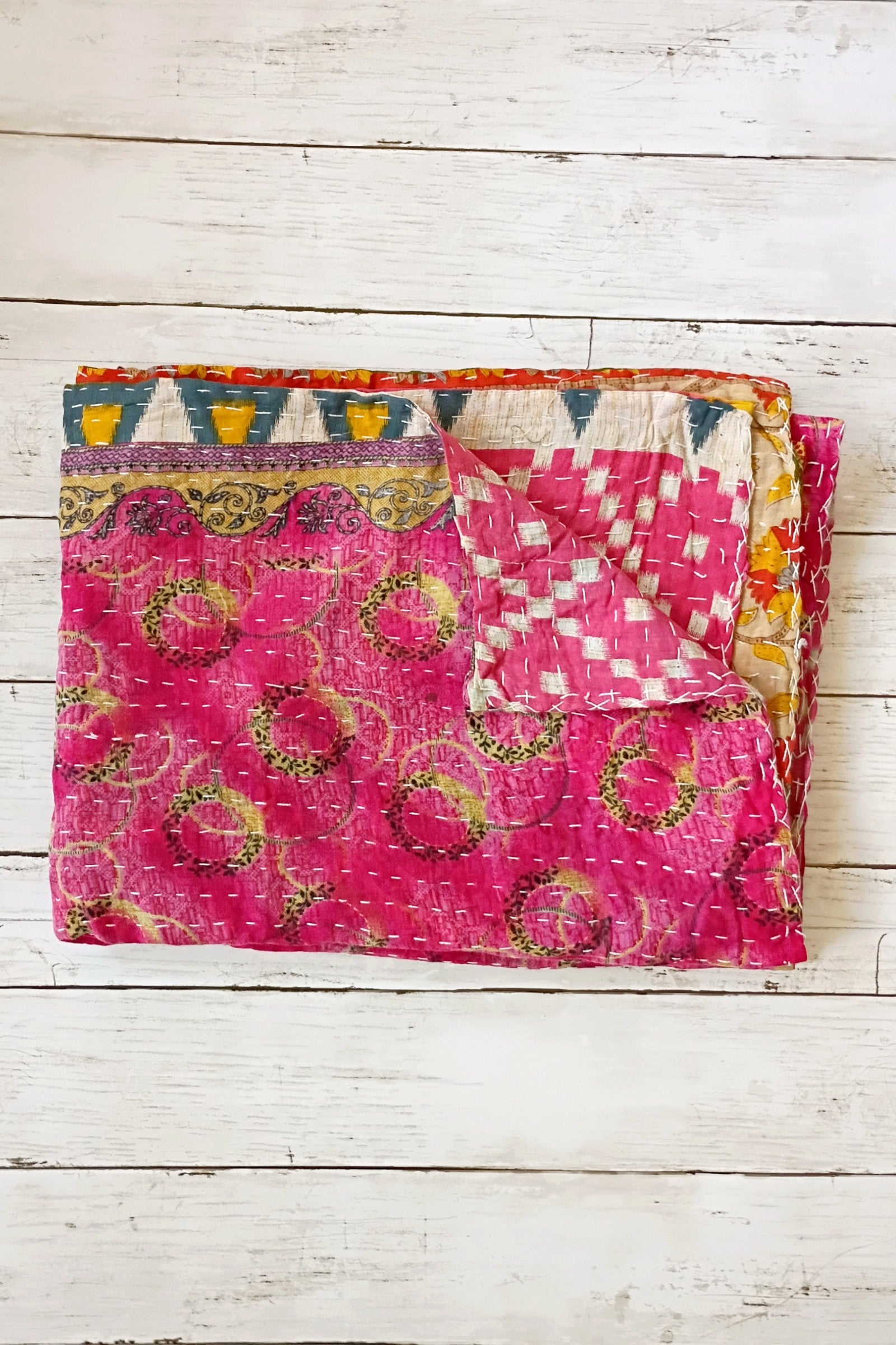 Kantha Sari Lap Quilt - 50" x 60" - #18