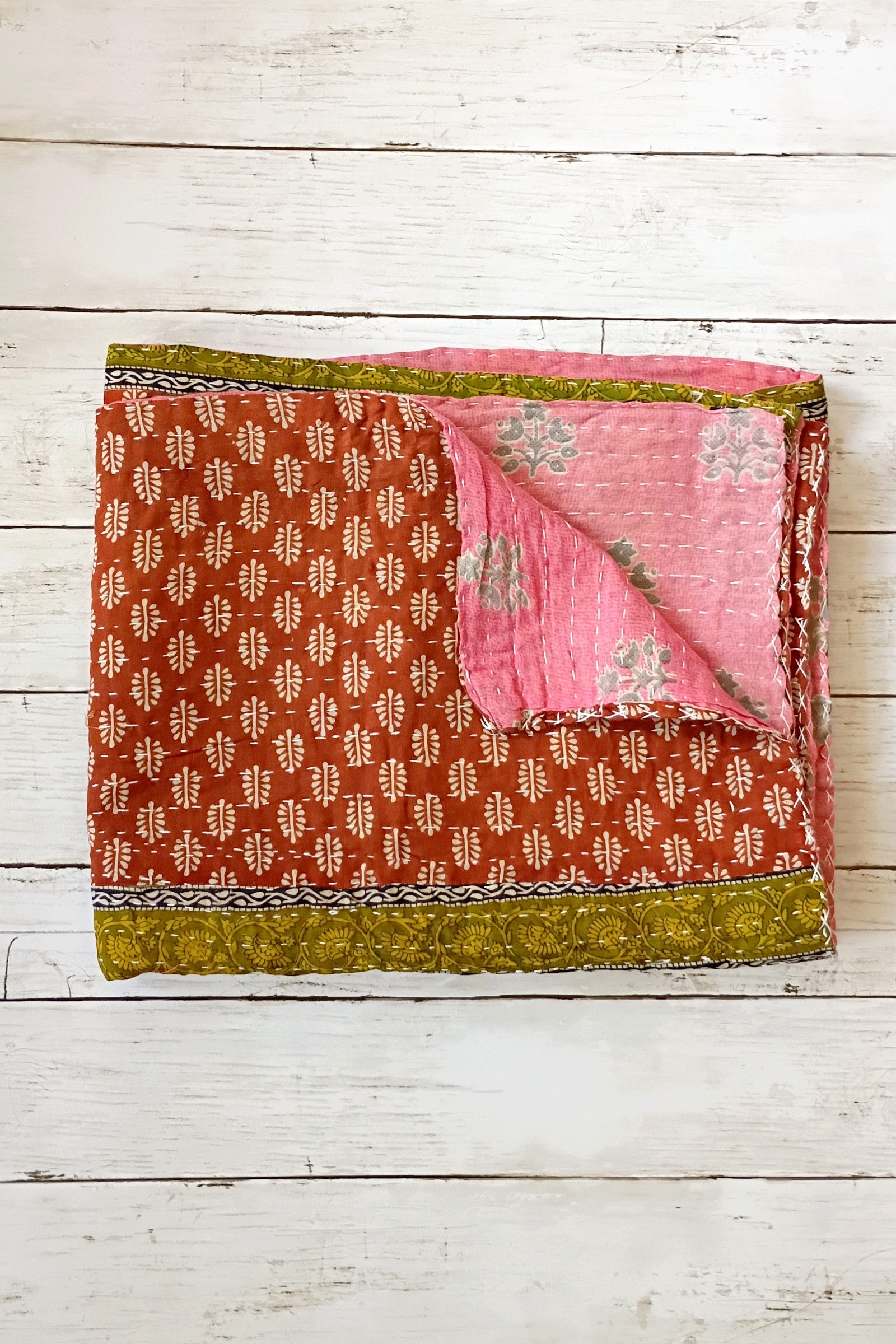 Kantha Sari Lap Quilt - 50" x 60" - #19