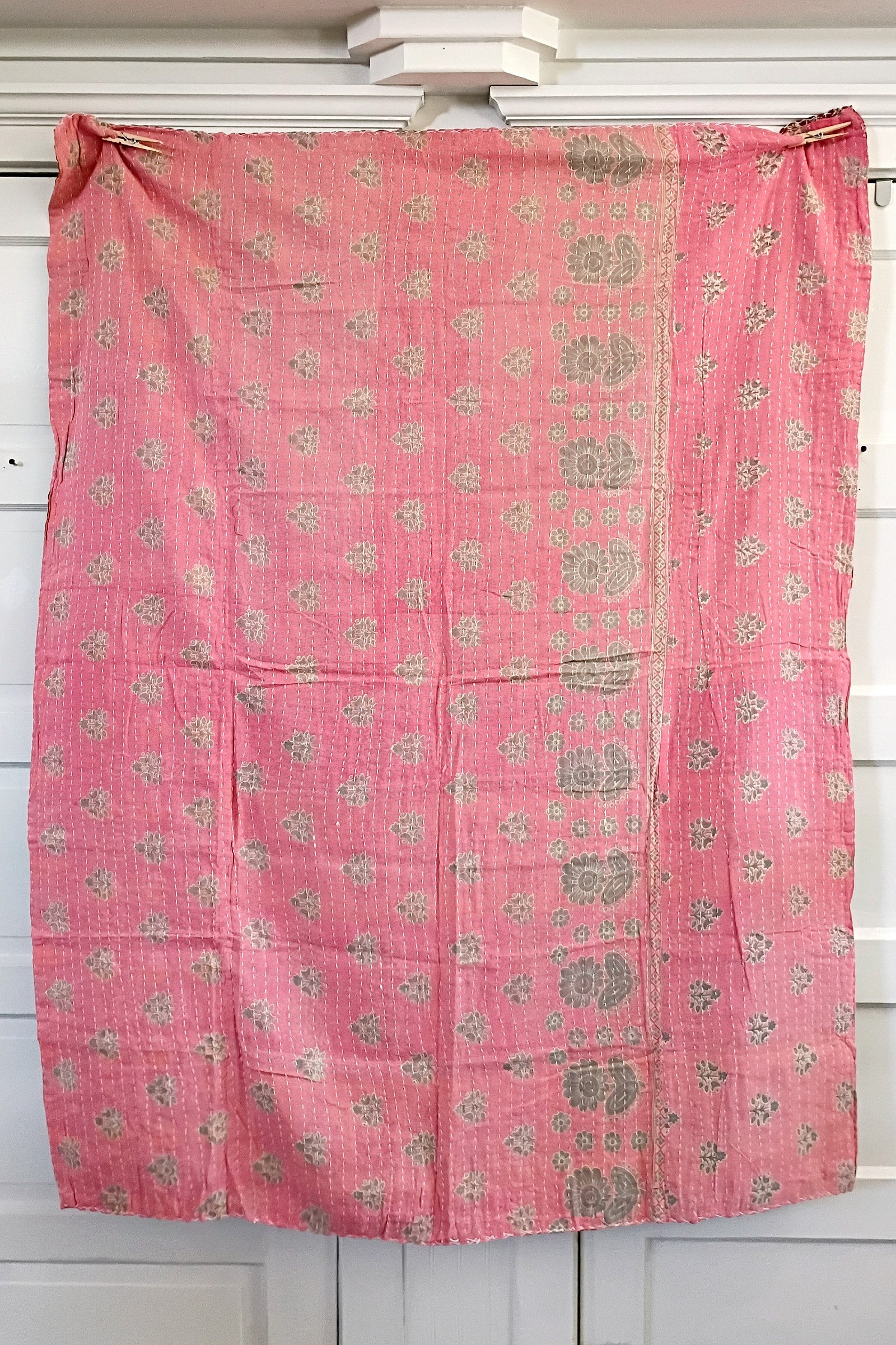 Kantha Sari Lap Quilt - 50" x 60" - #19
