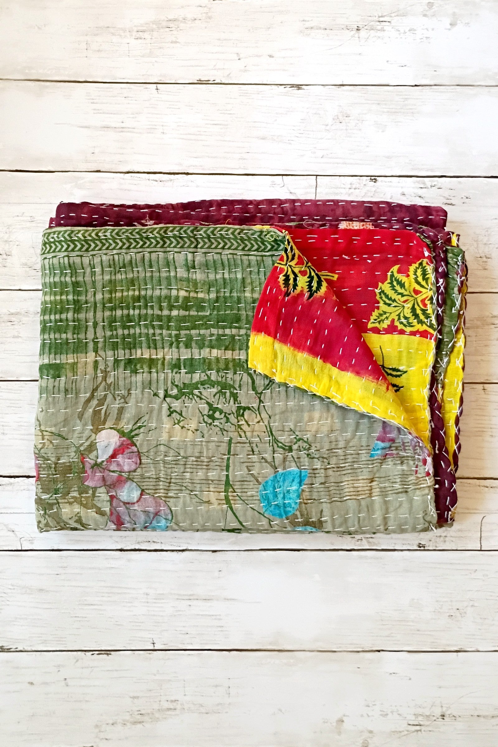 Kantha Sari Lap Quilt - 50" x 60" - #20