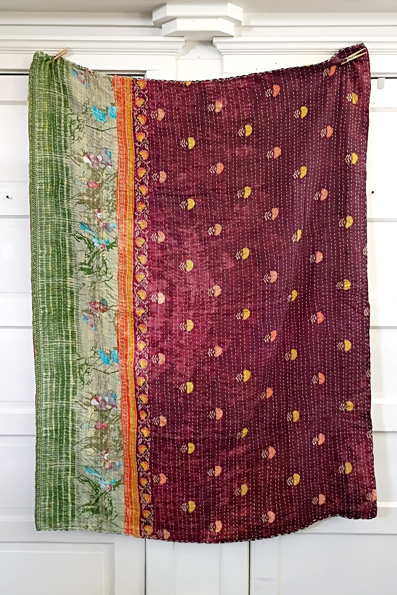 Kantha Sari Lap Quilt - 50" x 60" - #20