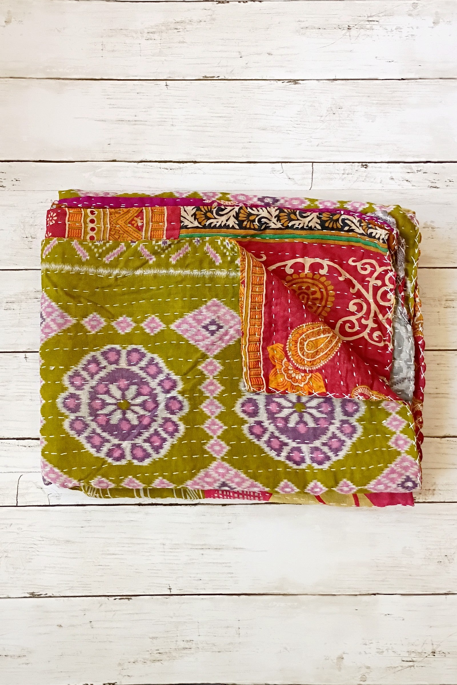 Kantha Sari Lap Quilt - 50" x 60" - #21