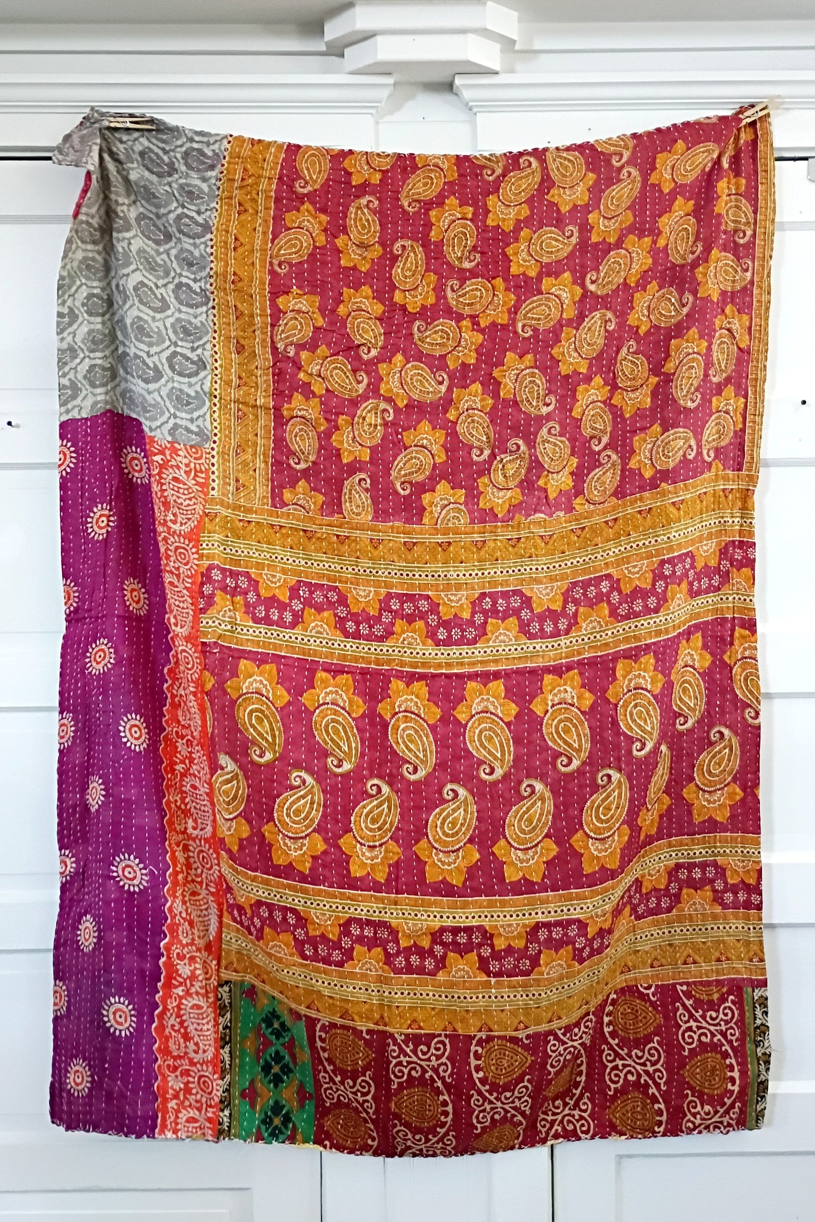 Kantha Sari Lap Quilt - 50" x 60" - #21