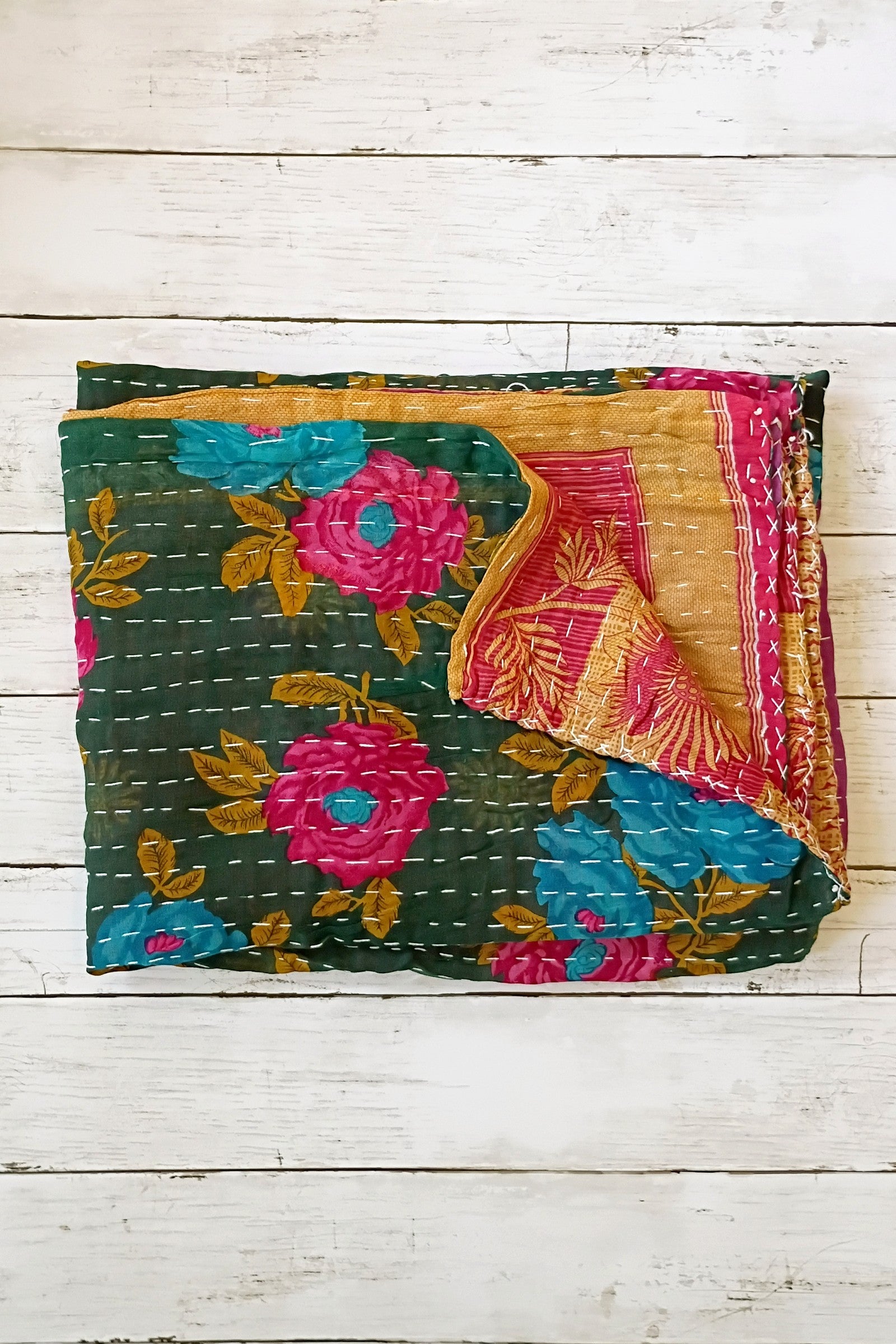 Kantha Sari Lap Quilt - 50" x 60" - #22