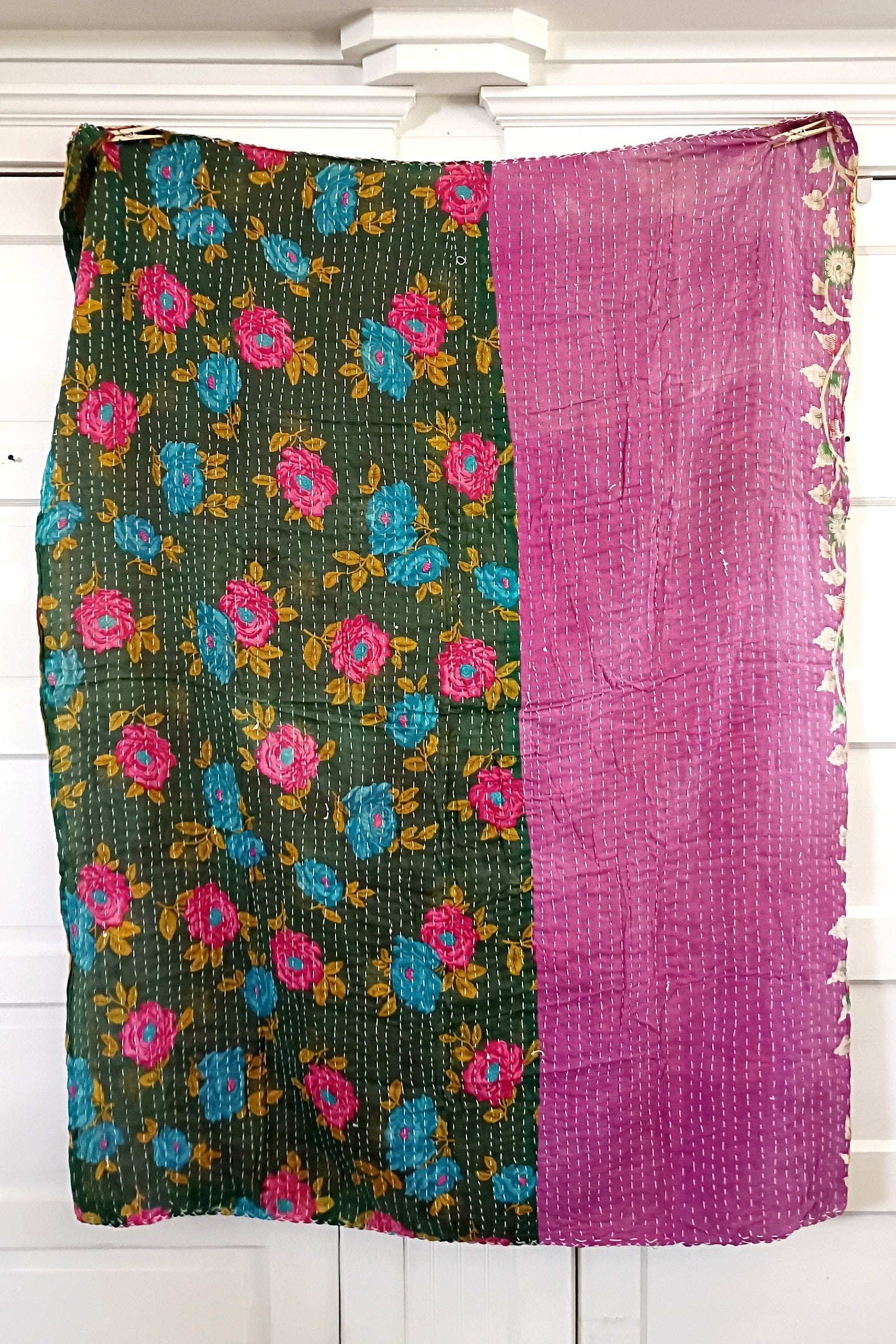 Kantha Sari Lap Quilt - 50" x 60" - #22