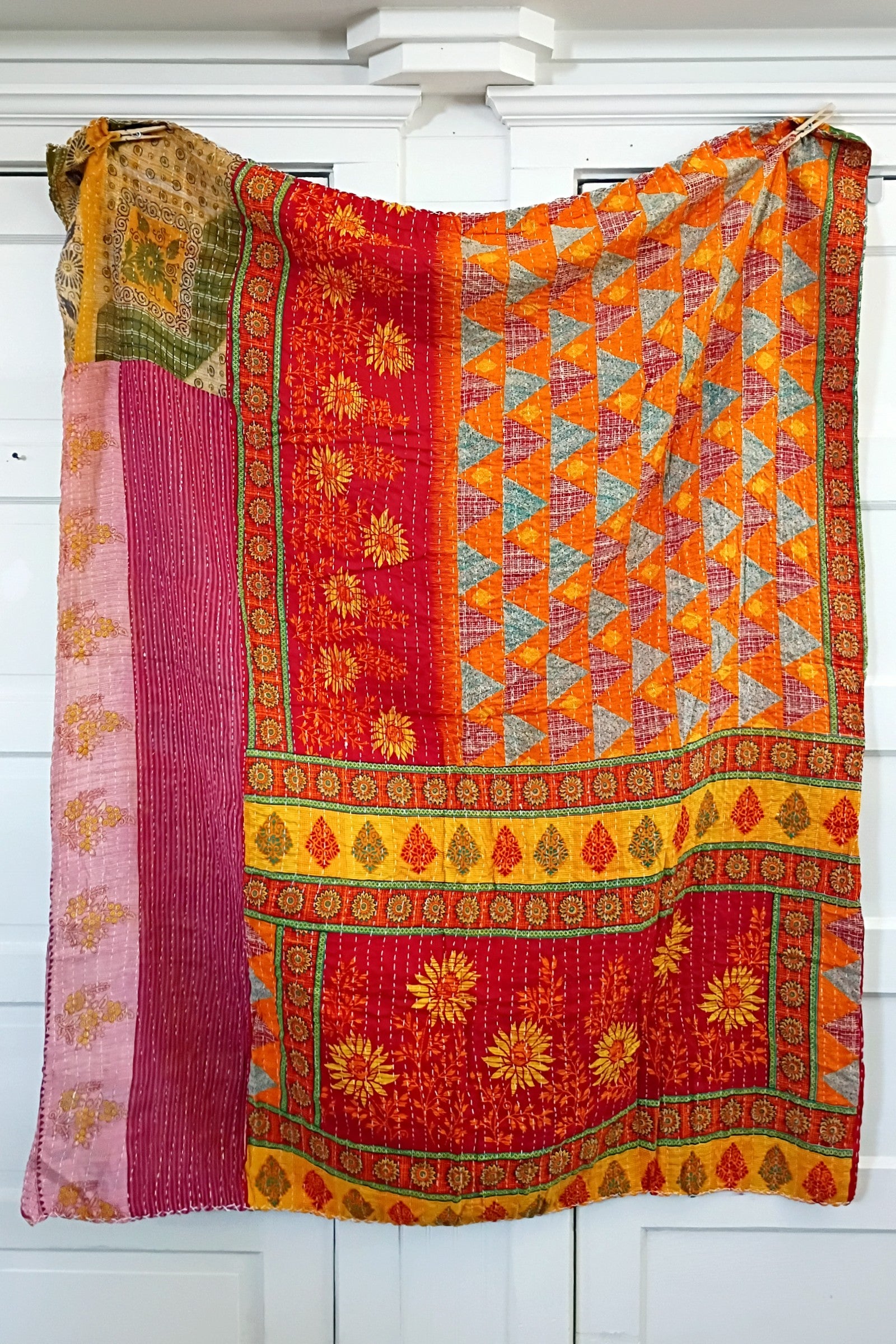 Kantha Sari Lap Quilt - 50" x 60" - #23