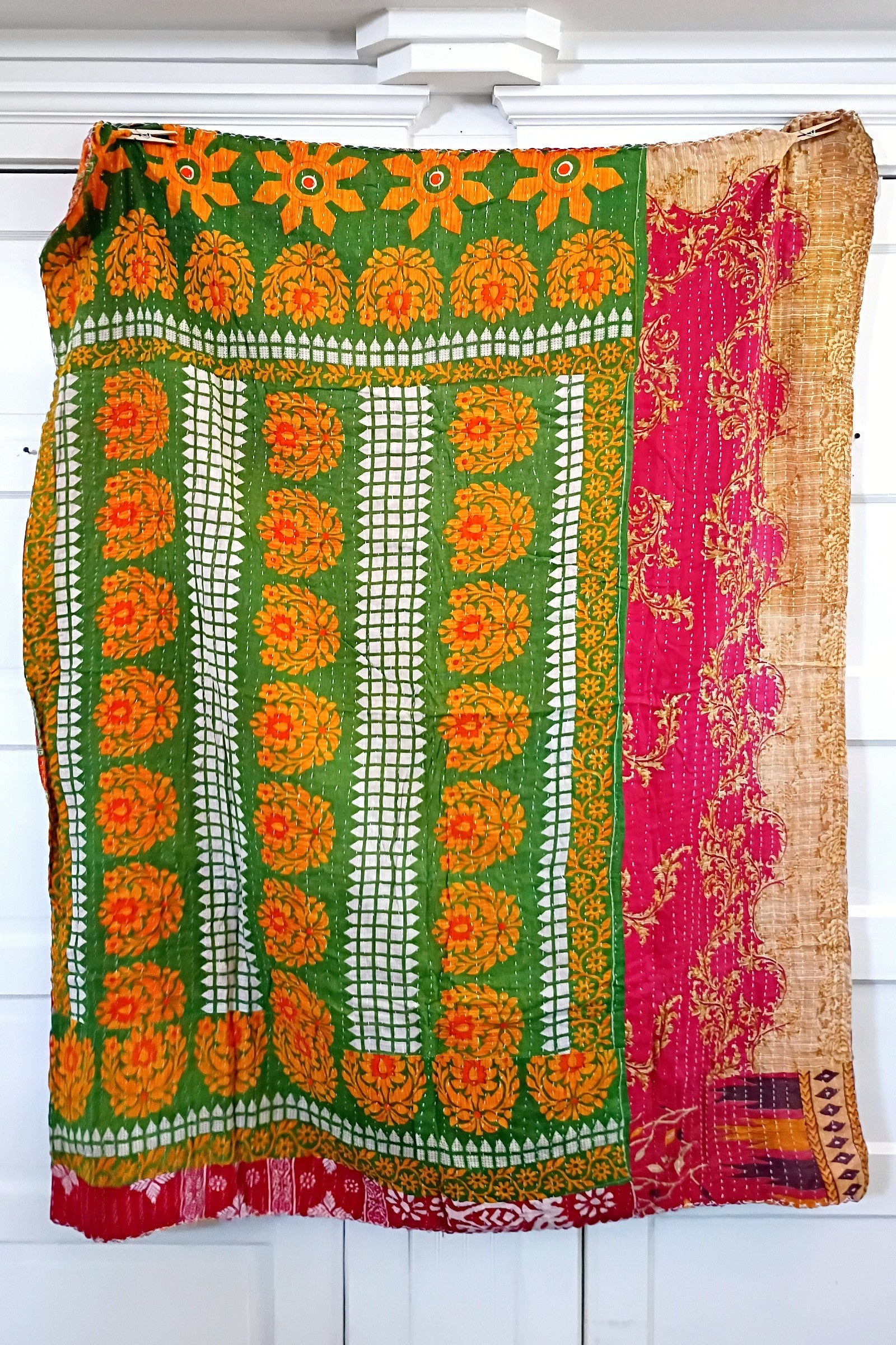 Kantha Sari Lap Quilt - 50" x 60" - #23