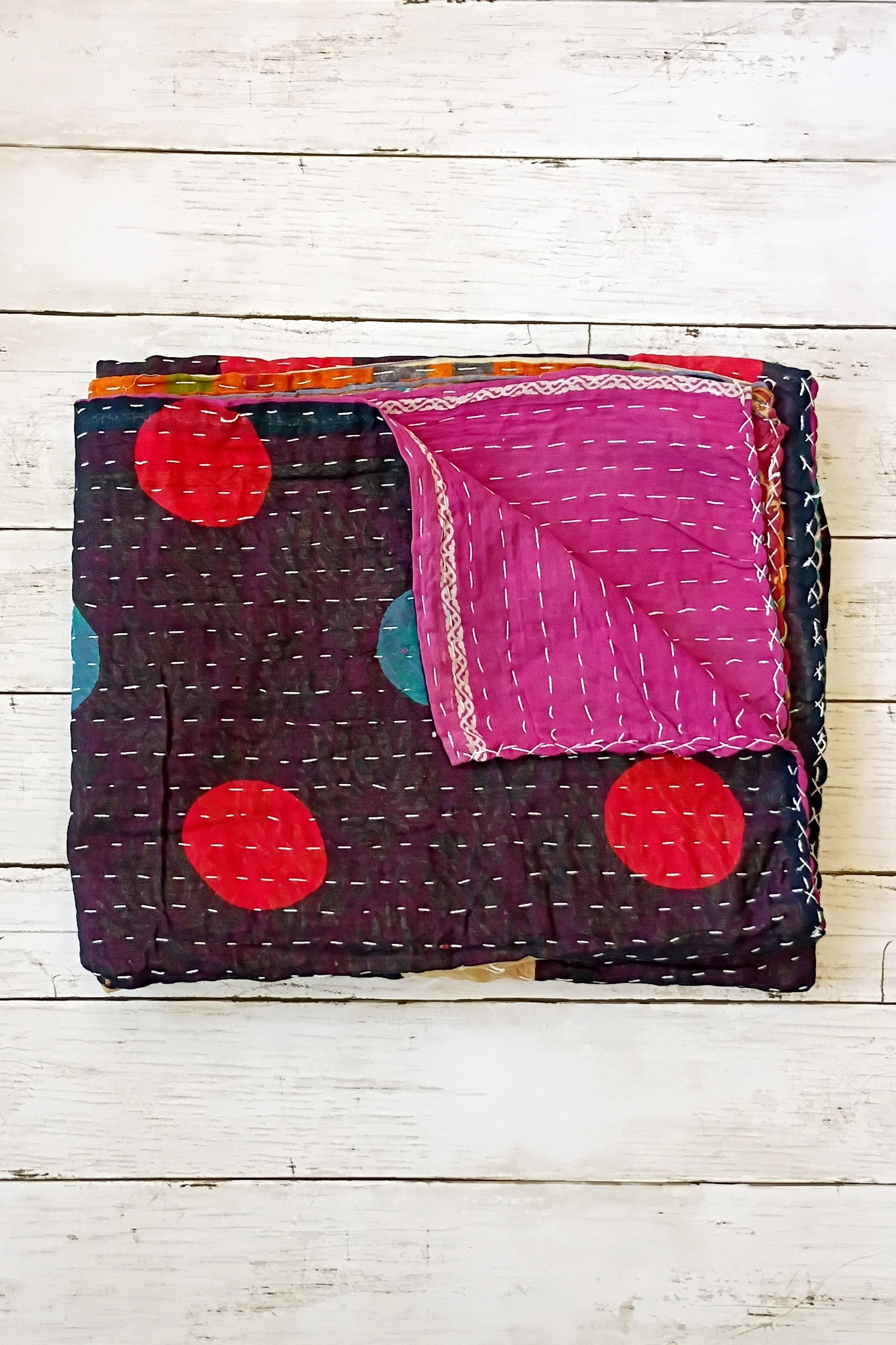 Kantha Sari Lap Quilt - 50" x 60" - #24