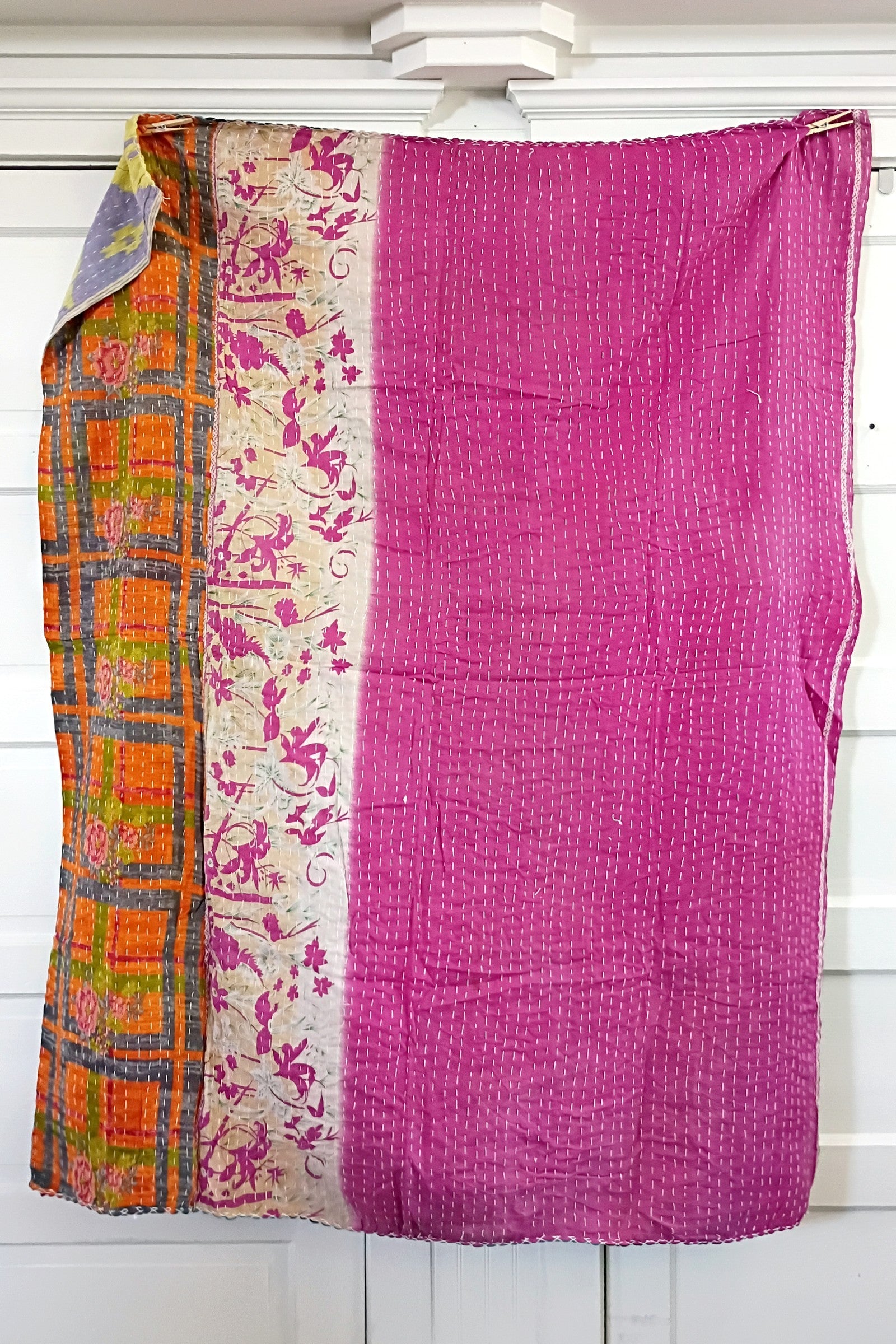 Kantha Sari Lap Quilt - 50" x 60" - #24