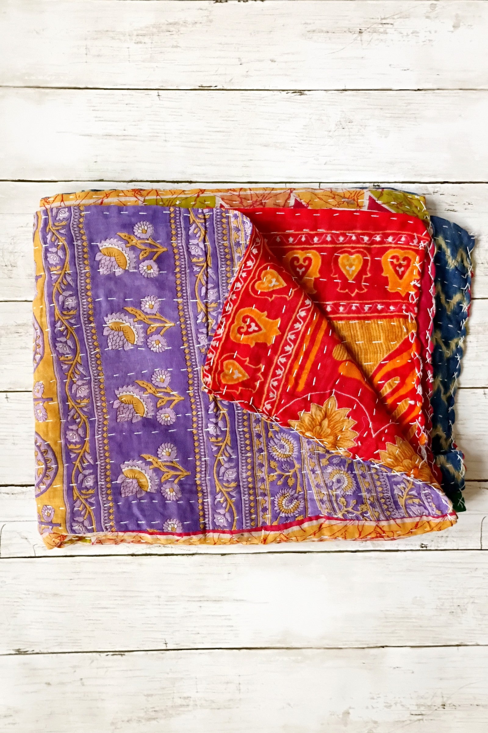 Kantha Sari Lap Quilt - 50" x 60" - #7