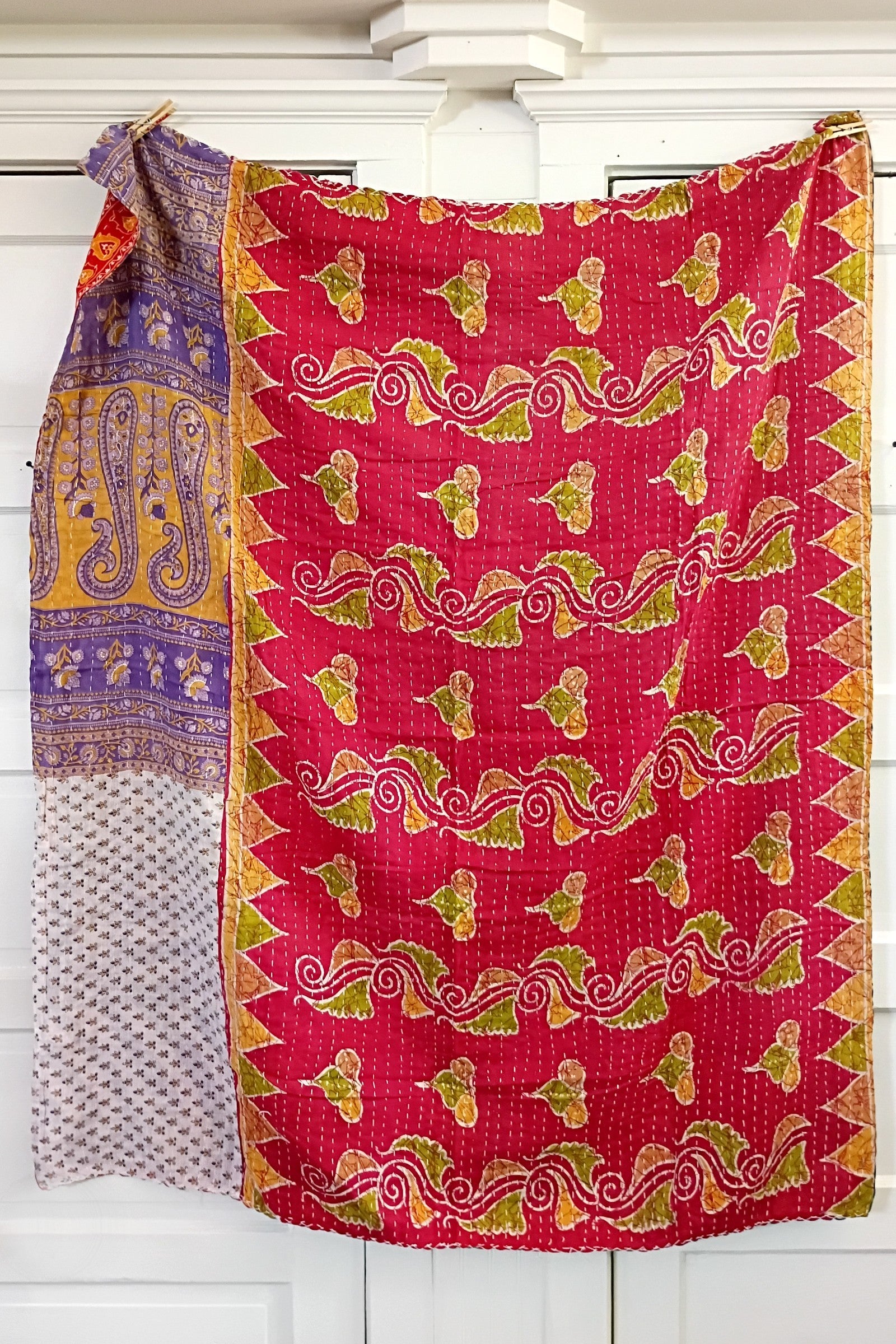 Kantha Sari Lap Quilt - 50" x 60" - #7