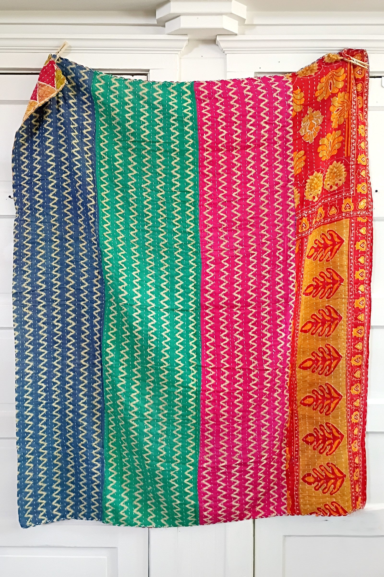 Kantha Sari Lap Quilt - 50" x 60" - #7