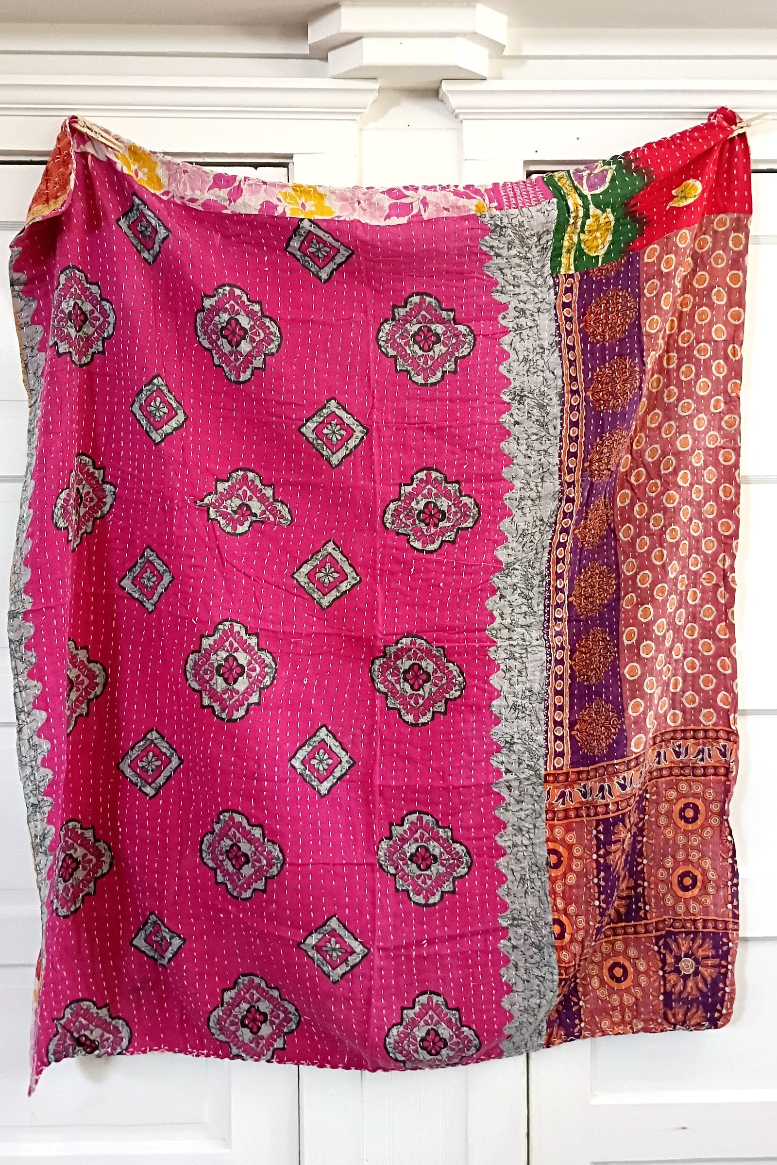 Kantha Sari Lap Quilt - 50" x 60" - #8