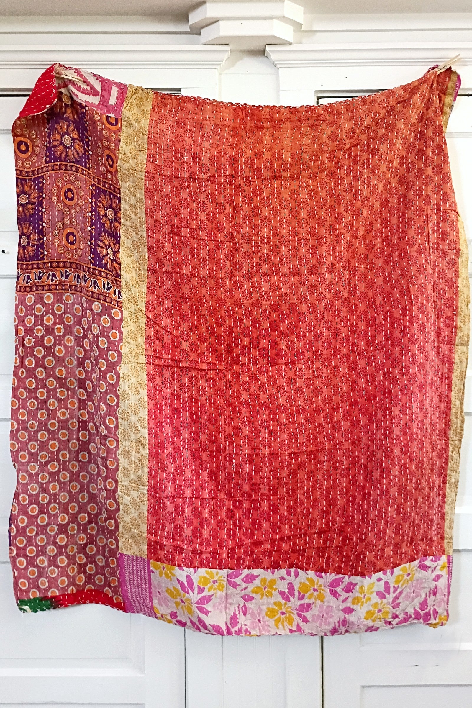 Kantha Sari Lap Quilt - 50" x 60" - #8