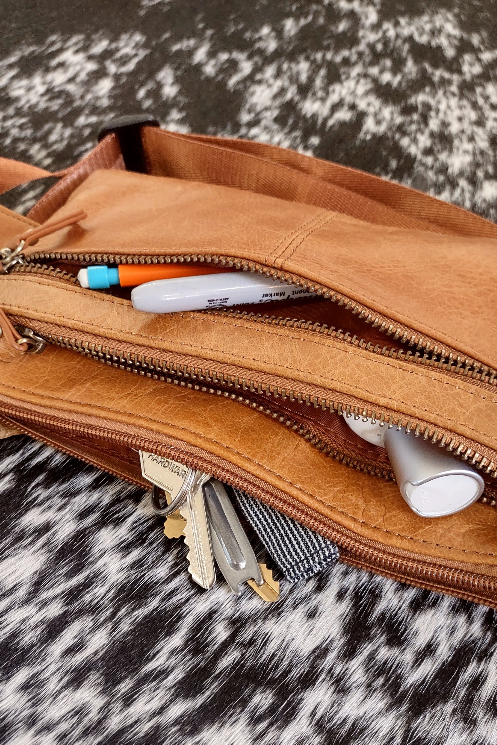 Light Brown Leather Fanny Pack Bag