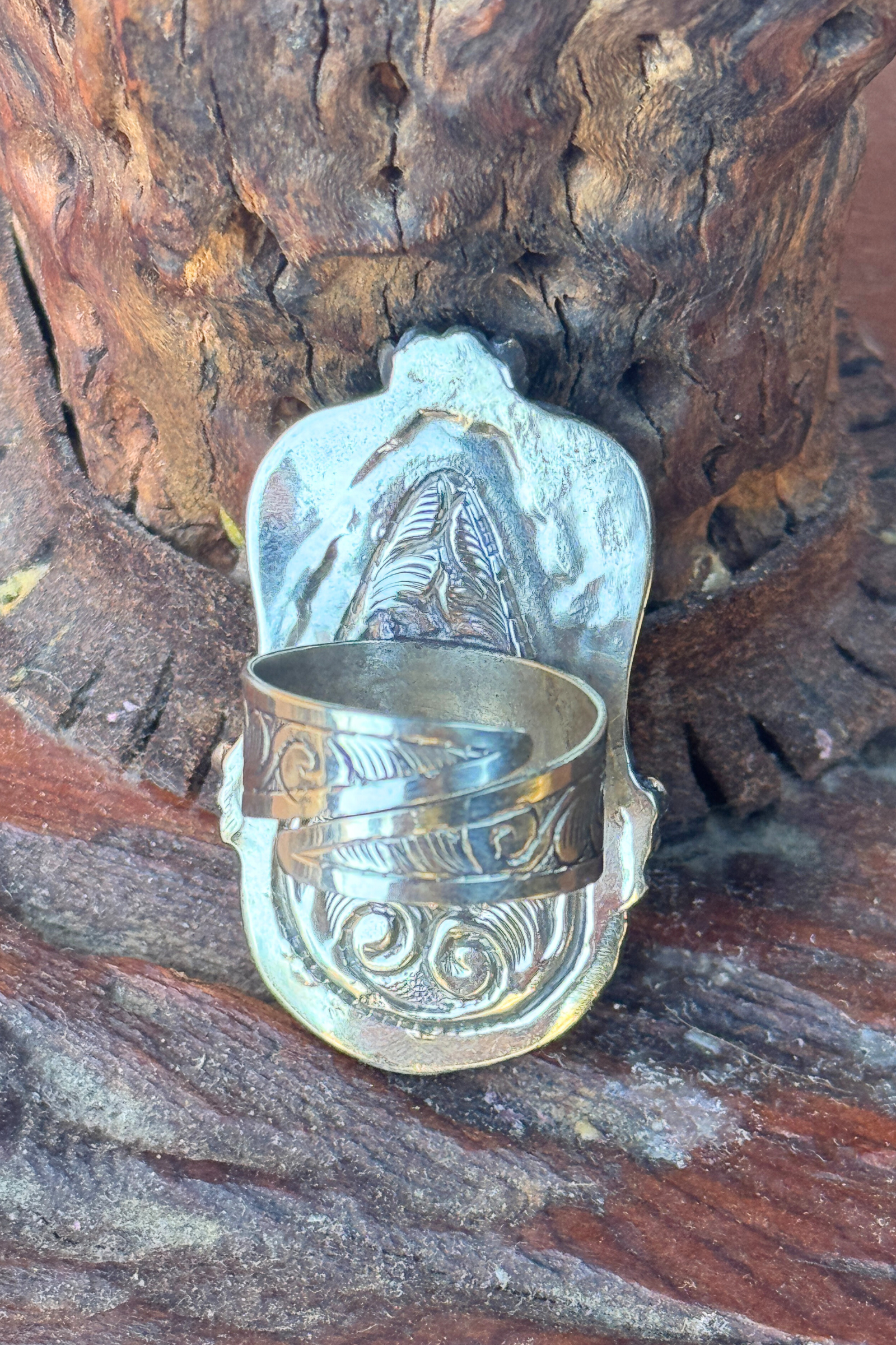 Adjustable Tibetan Silver Malachite Statement Ring | One-of-a-Kind (003)