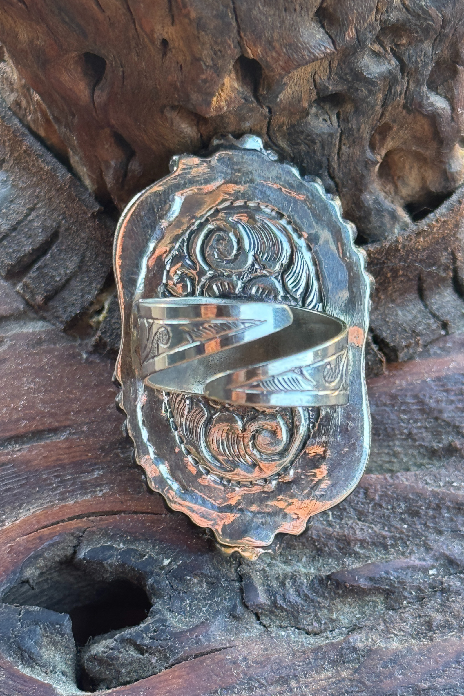 Adjustable Tibetan Silver Malachite Statement Ring | One-of-a-Kind (004)