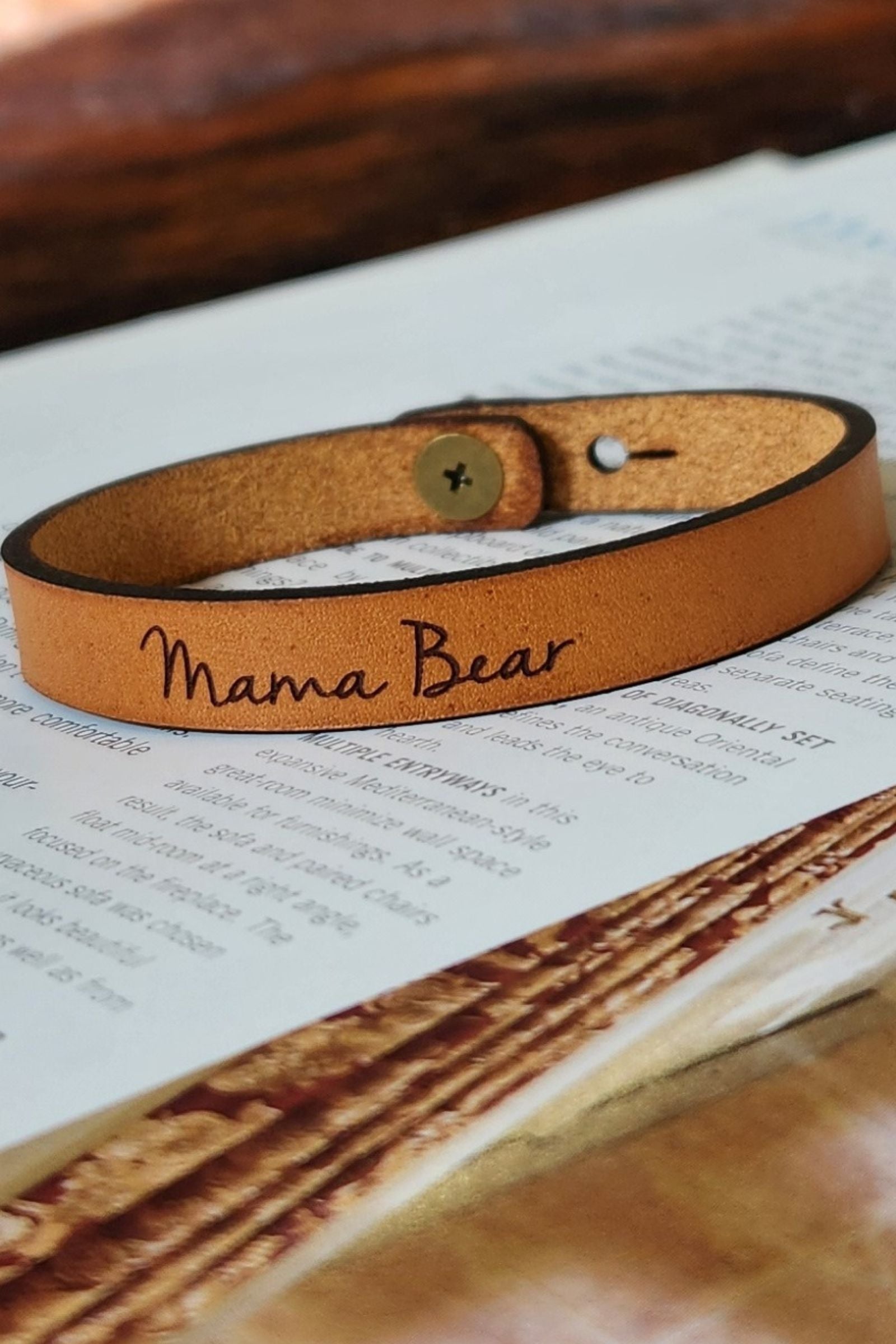 Mama Bear Leather Bracelet