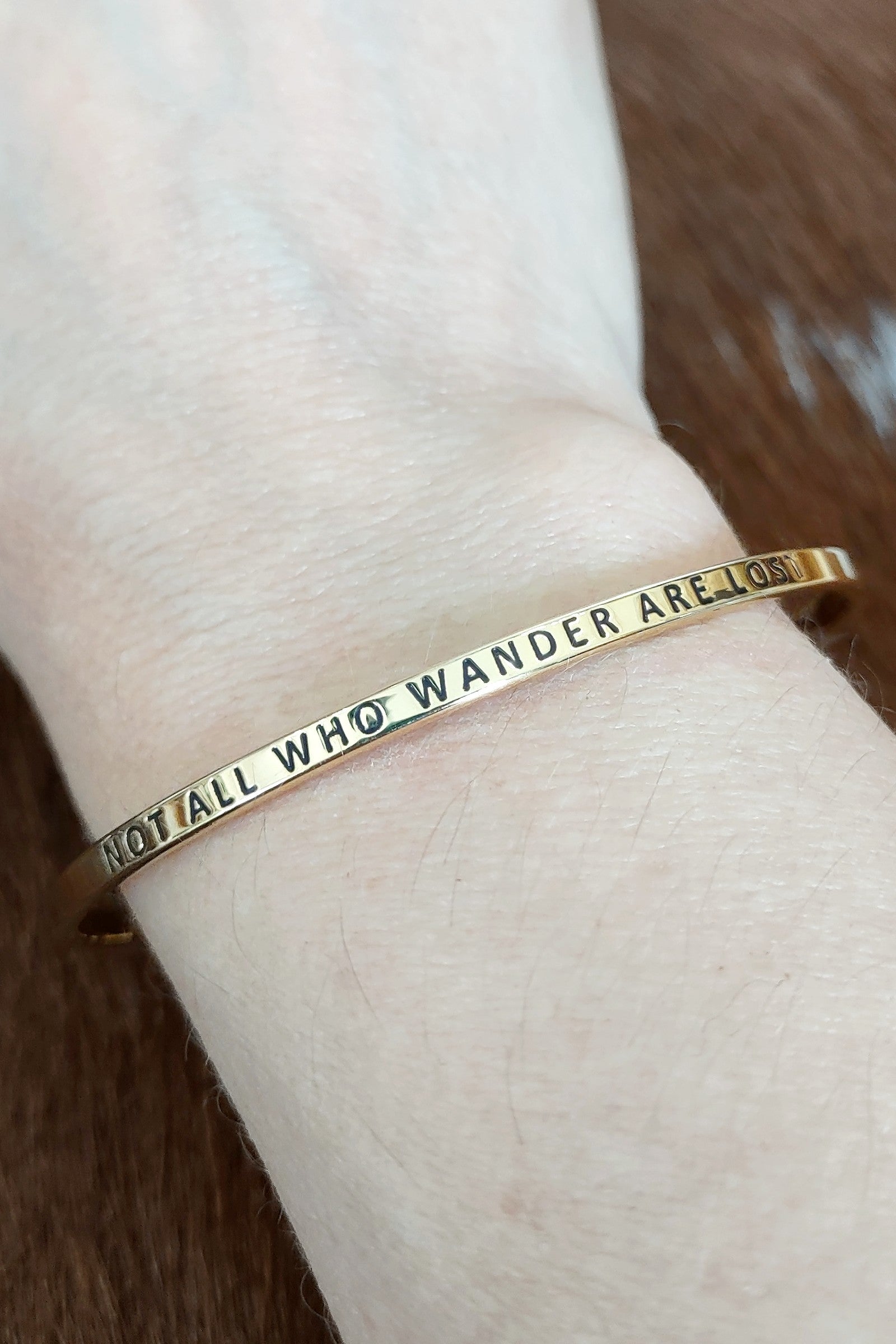 Not All Who Wander Are Lost Gold Bangle Bracelet