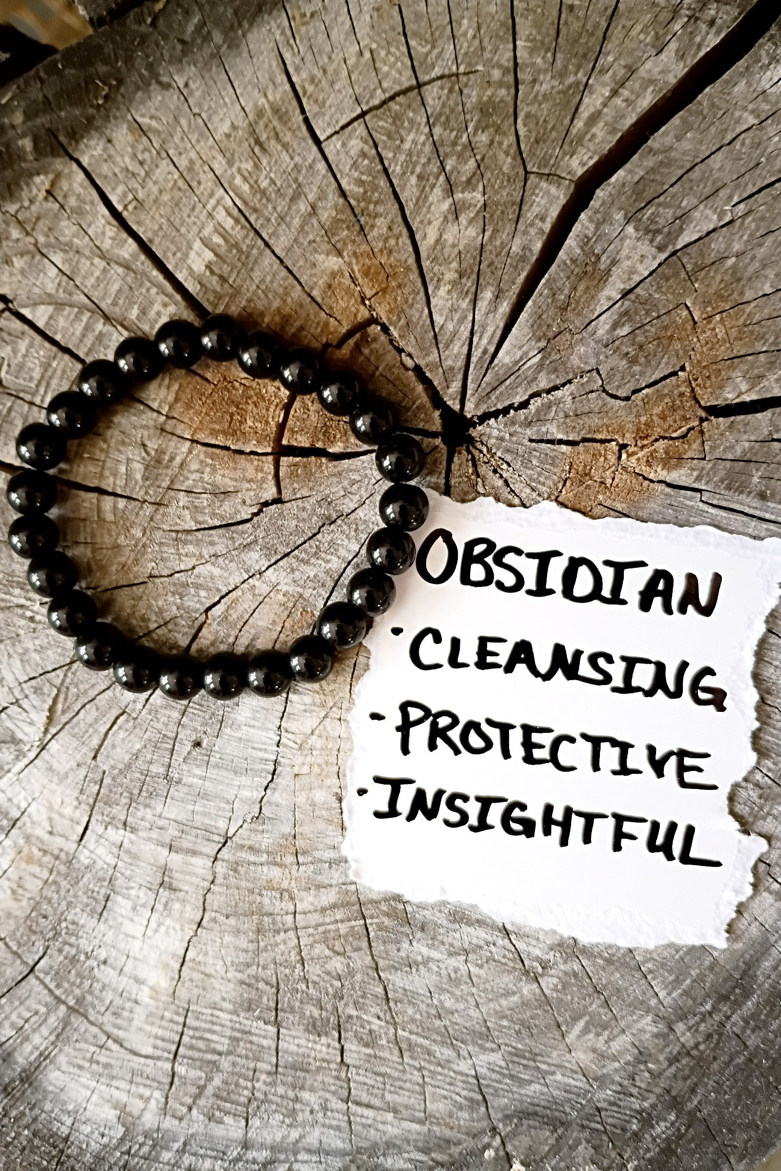 Obsidian Stone Stretch Bracelet