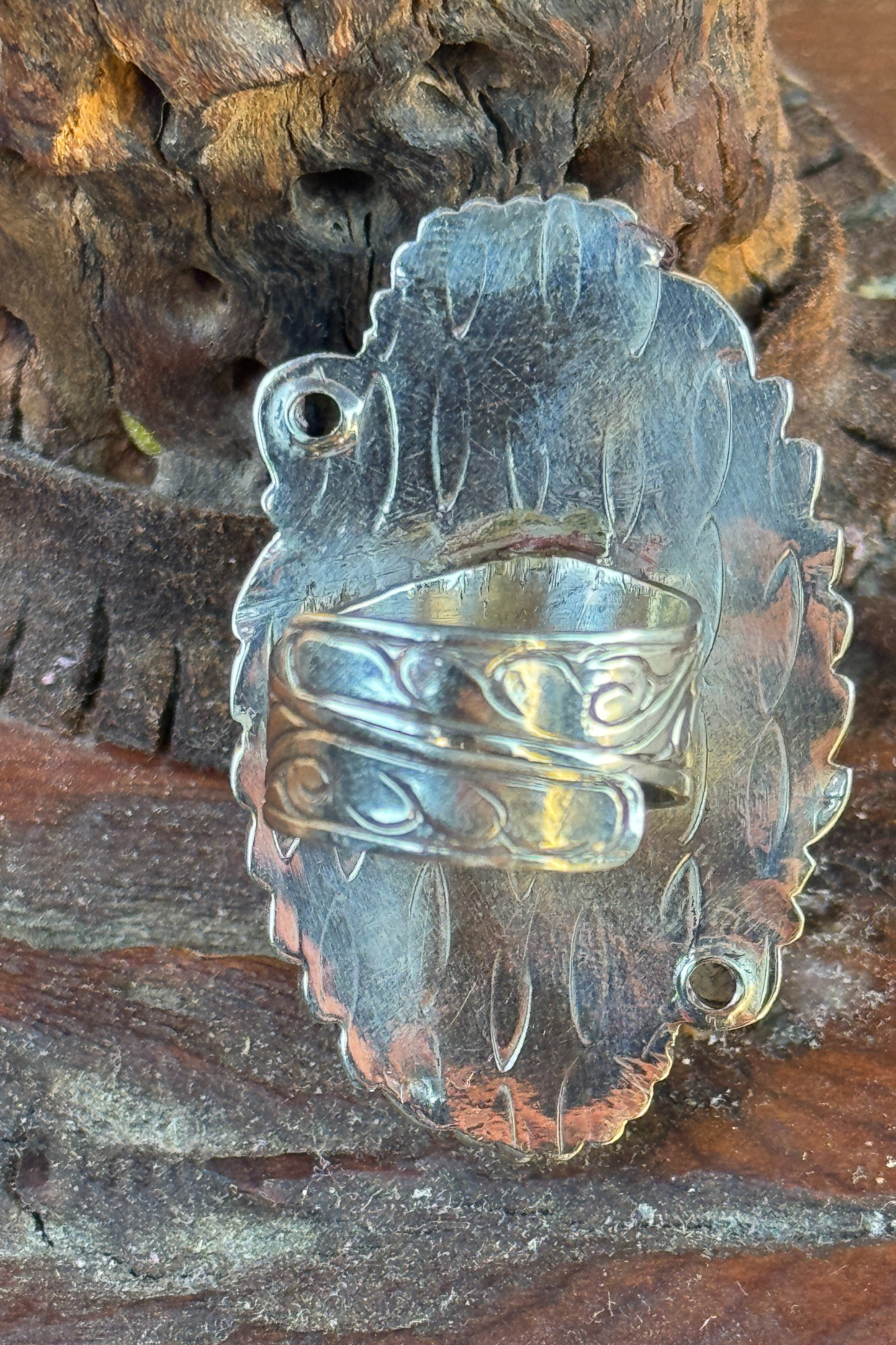 Adjustable Tibetan Silver Oyster Statement Ring | One-of-a-Kind (005)