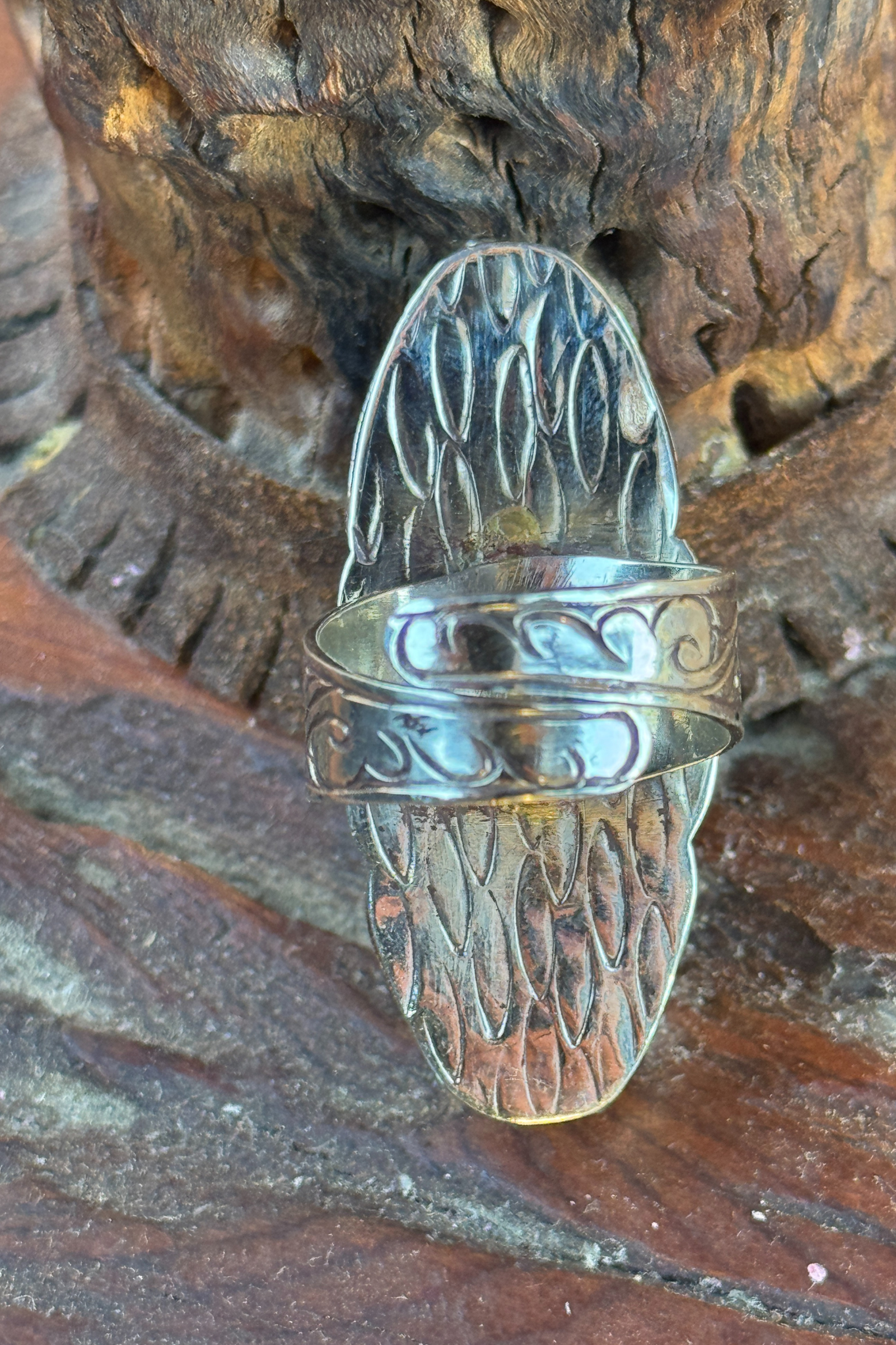 Adjustable Tibetan Silver Oyster Statement Ring | One-of-a-Kind (006)