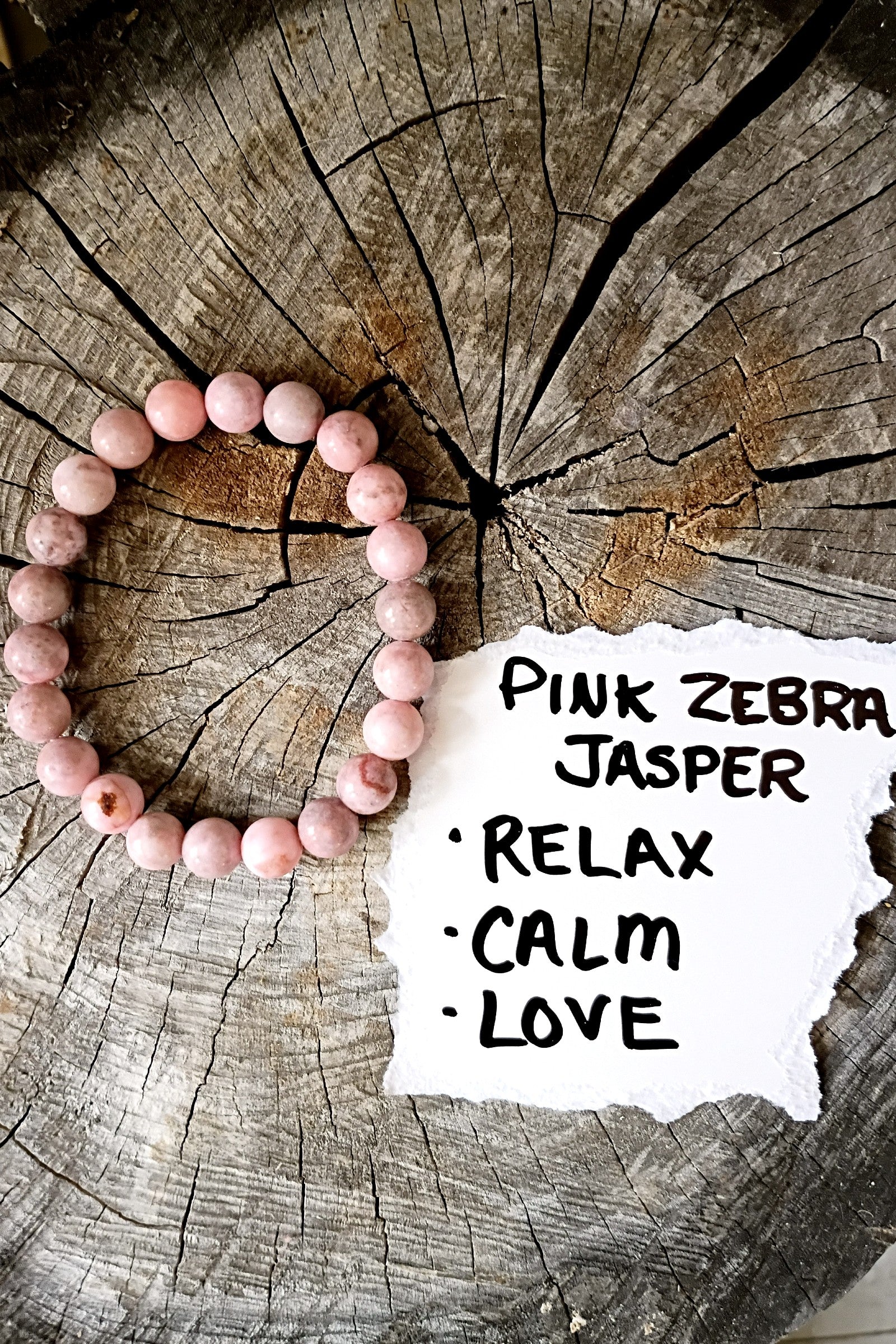 Pink Zebra Jasper Stone Stretch Bracelet