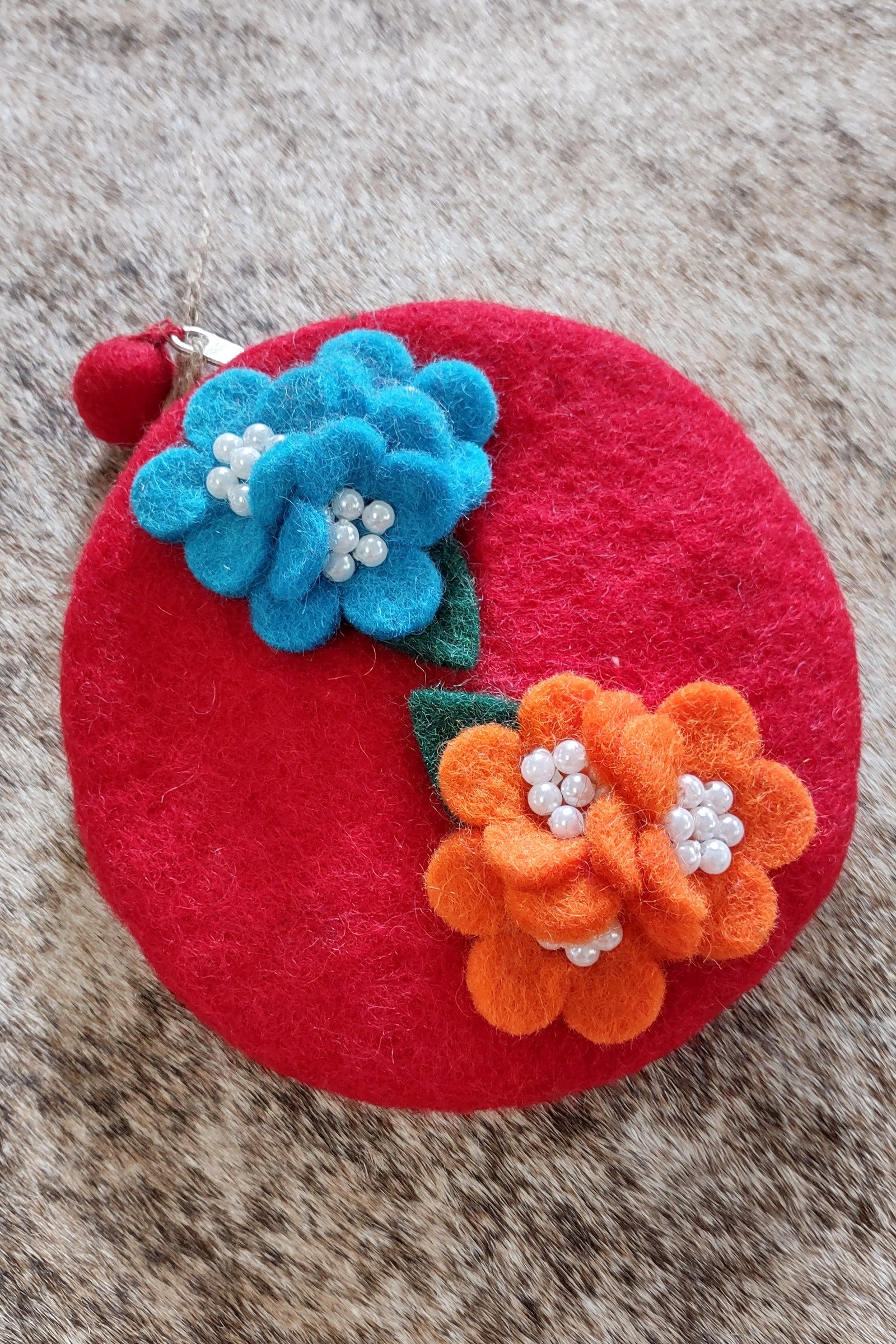 Red Beret Felted Coin Purse