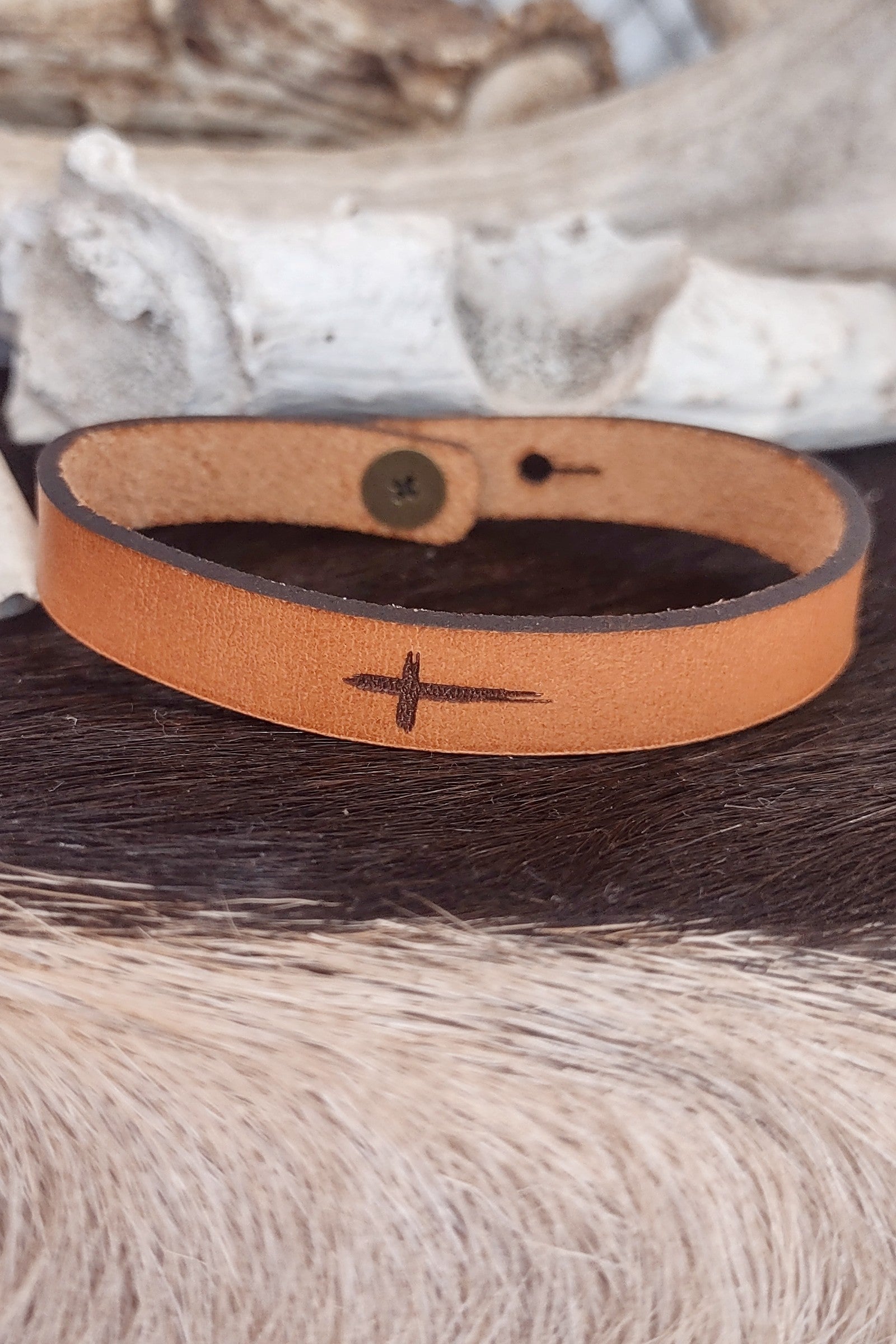 Rugged Cross Leather Bracelet