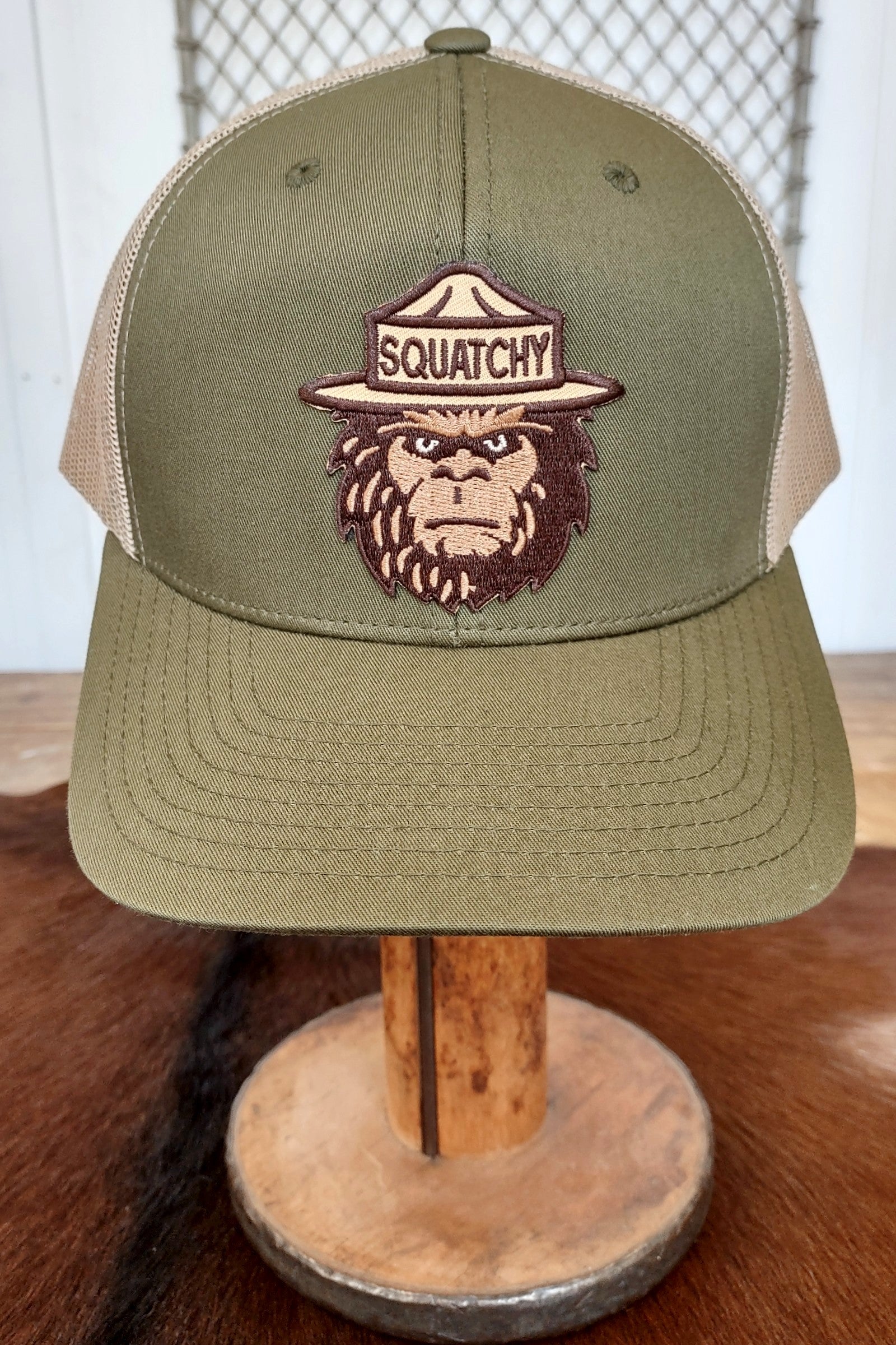 Squatchy Olive Green Trucker Hat