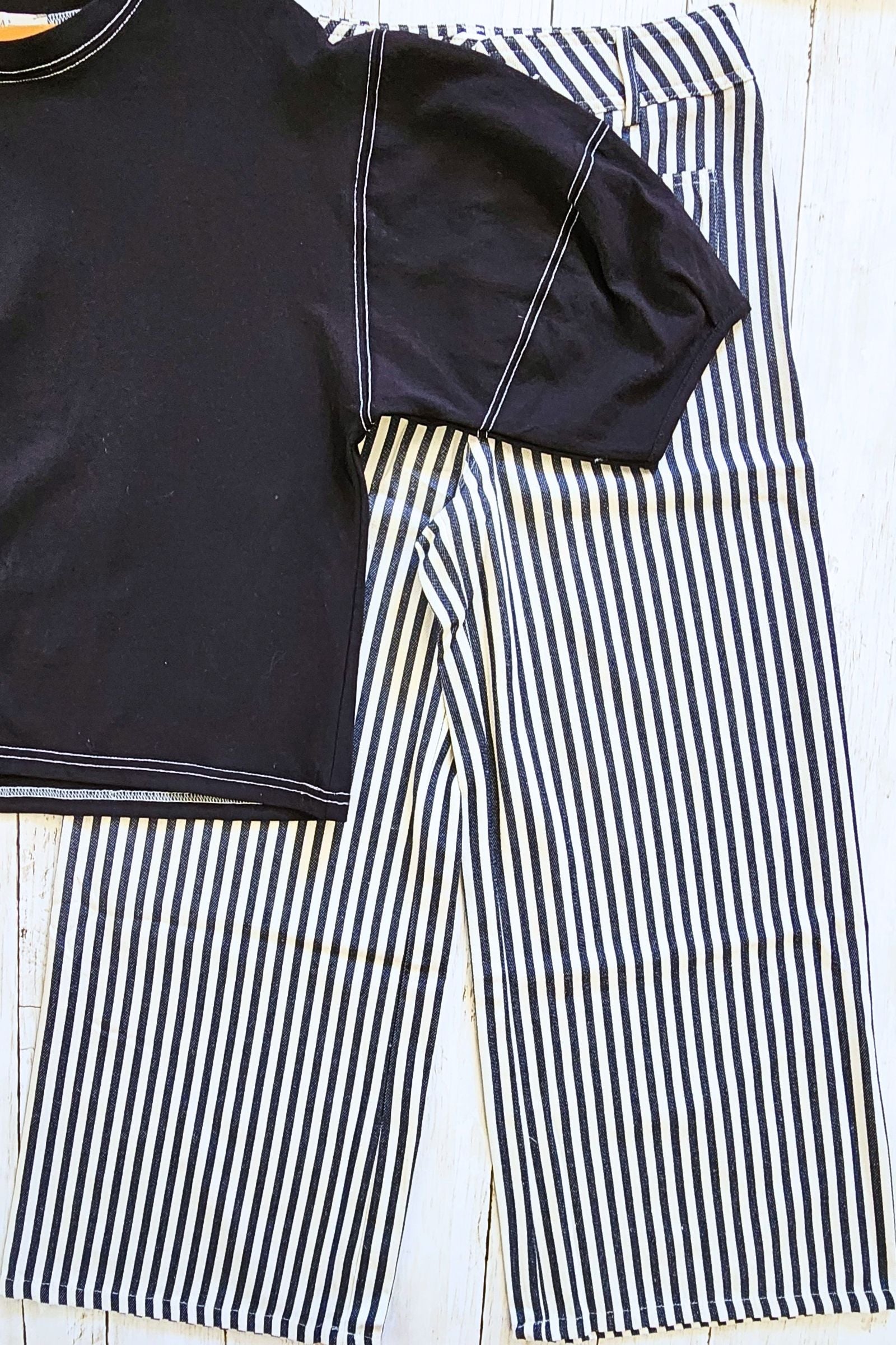 Navy Stripe Wide Leg Pants