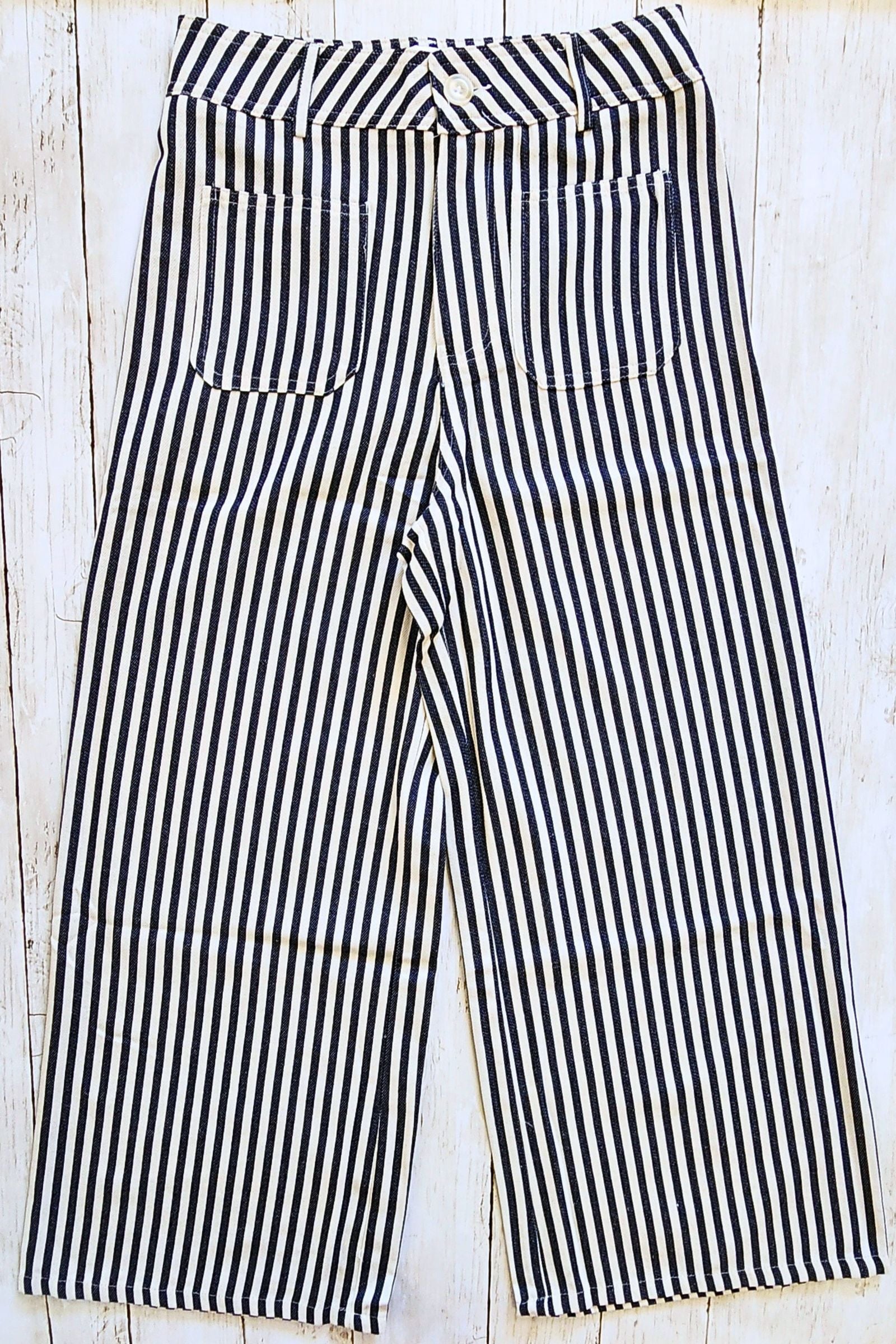Navy Stripe Wide Leg Pants