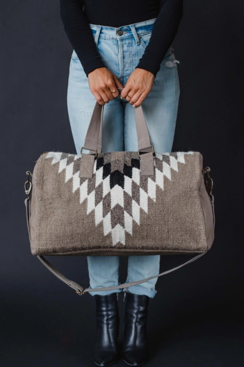 Taupe & Cream & Black Aztec Duffel