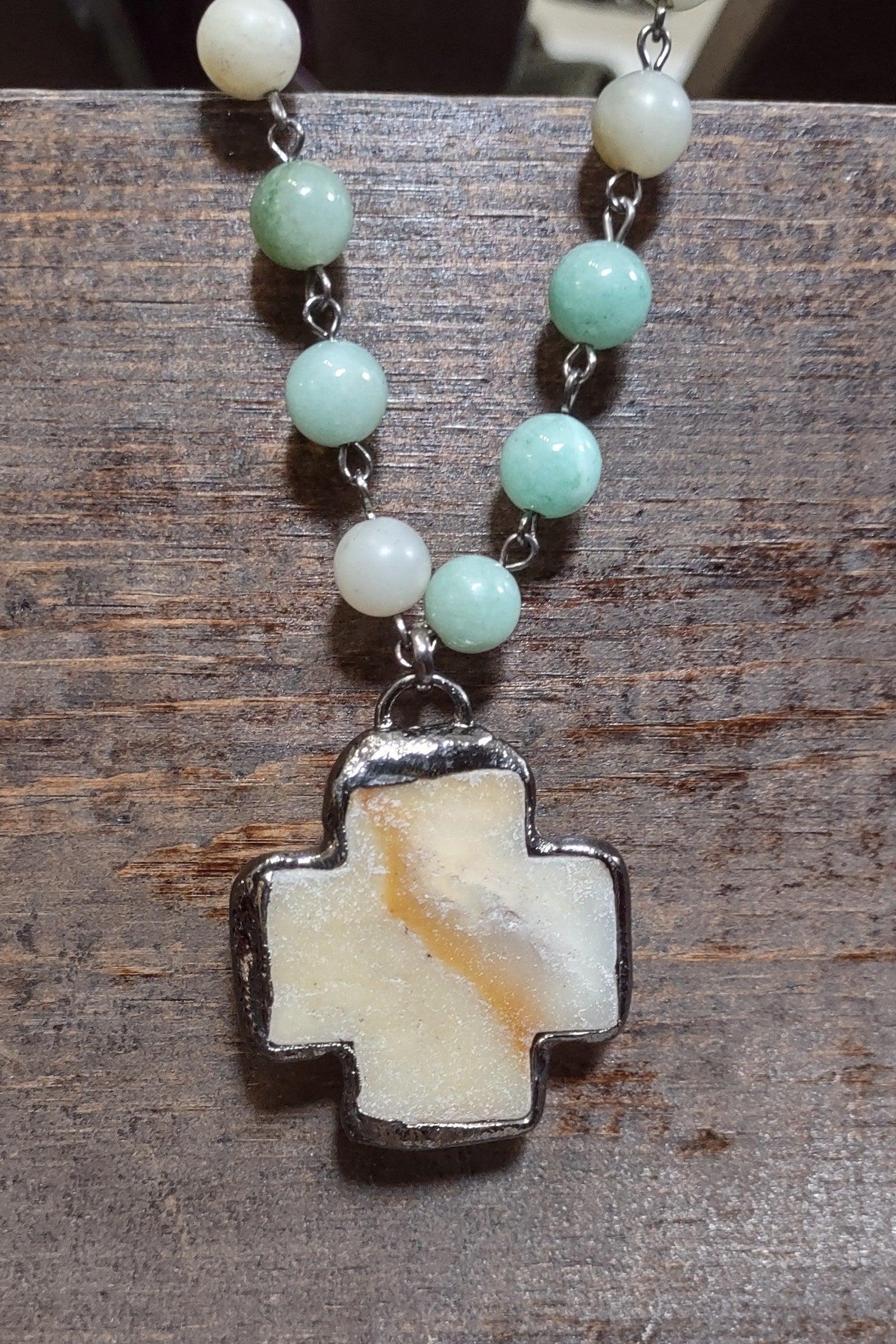 Theresa Amazonite Cross Necklace