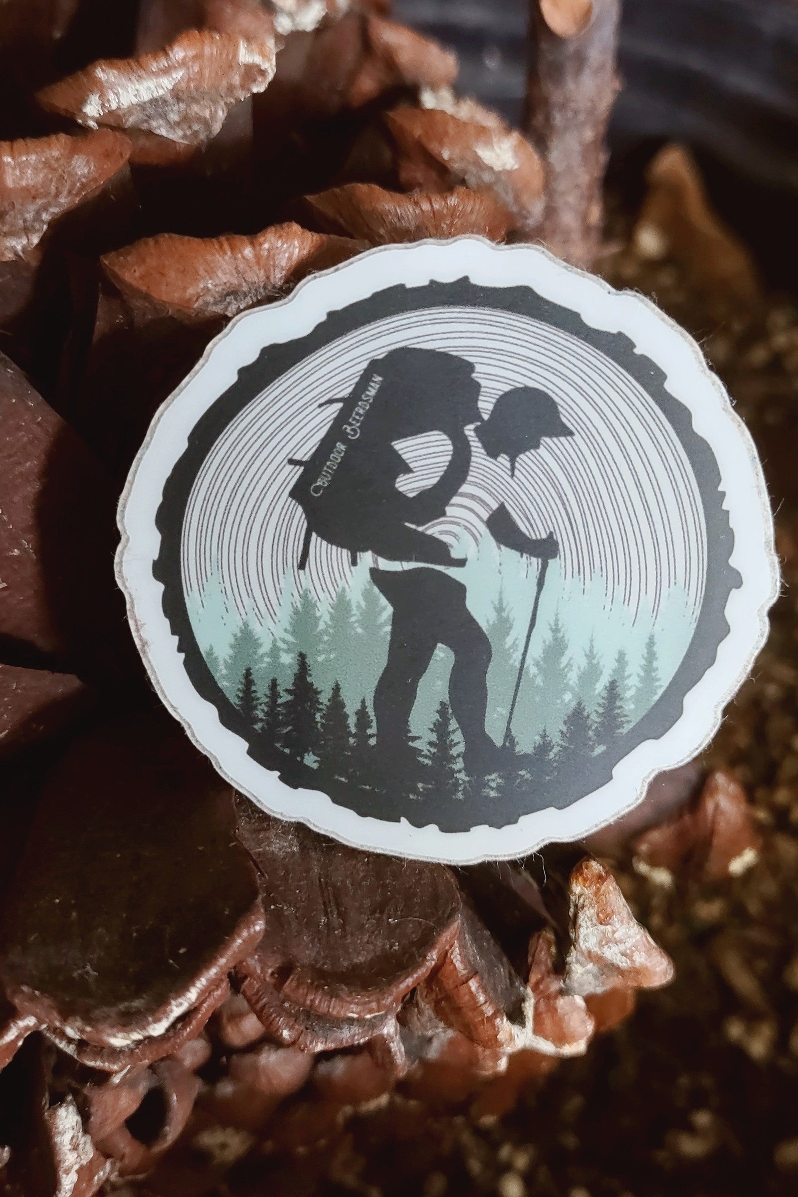 Tree Rings Hiker Sticker