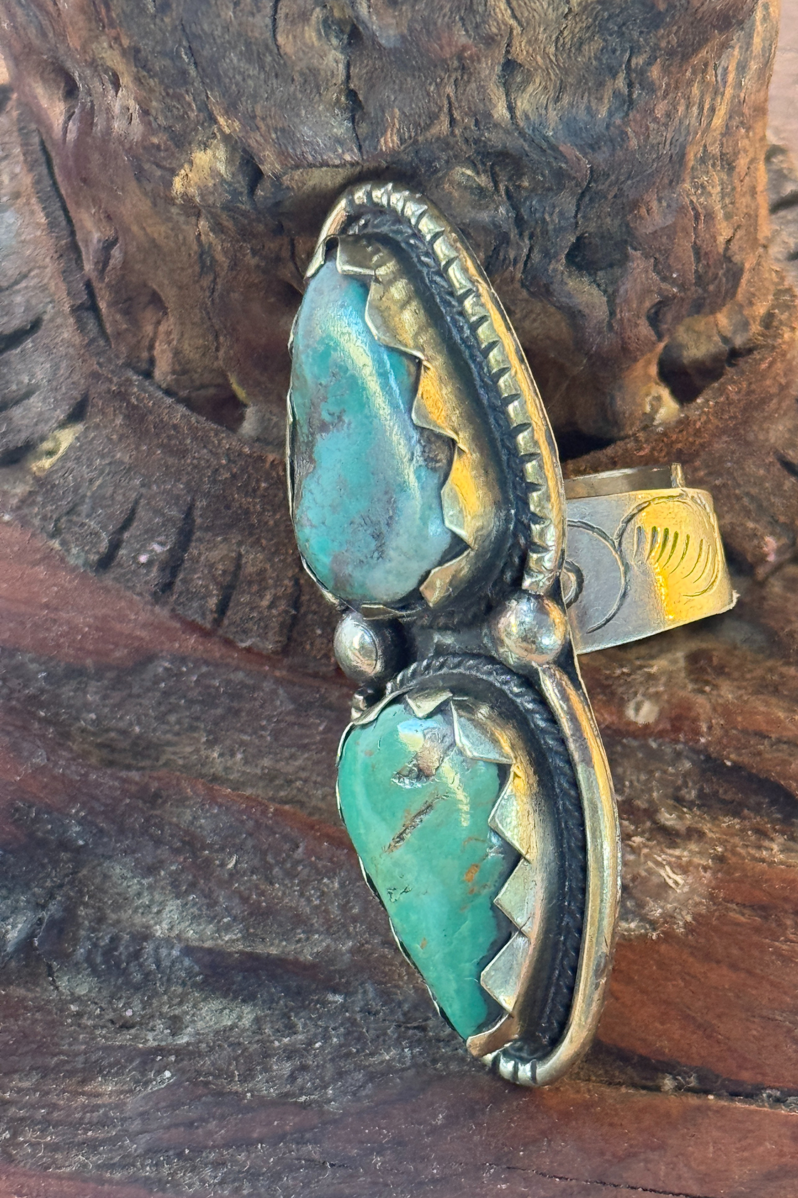 Adjustable Tibetan Silver Turquoise Crawler Ring | One-of-a-Kind (009)