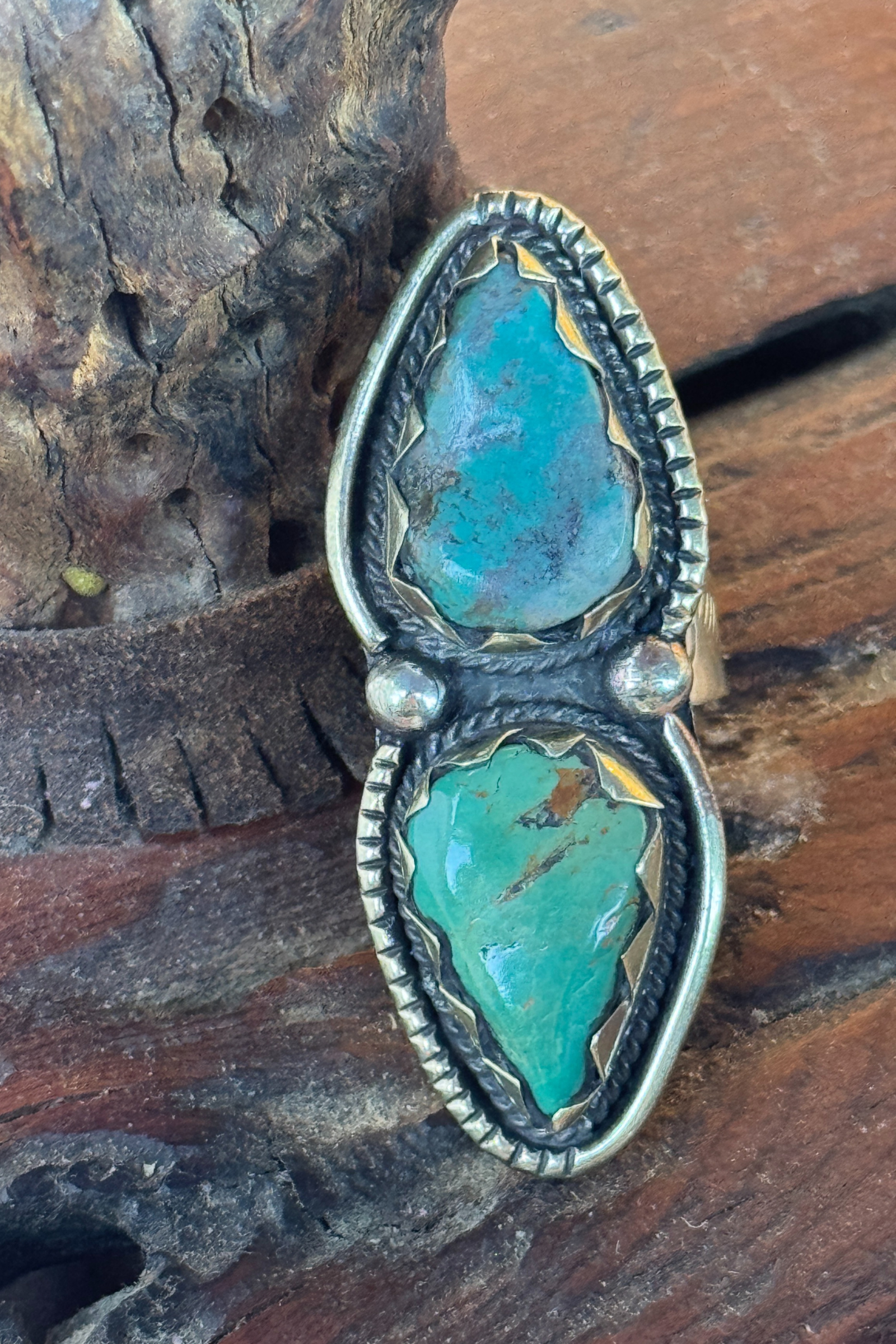 Adjustable Tibetan Silver Turquoise Crawler Ring | One-of-a-Kind (009)