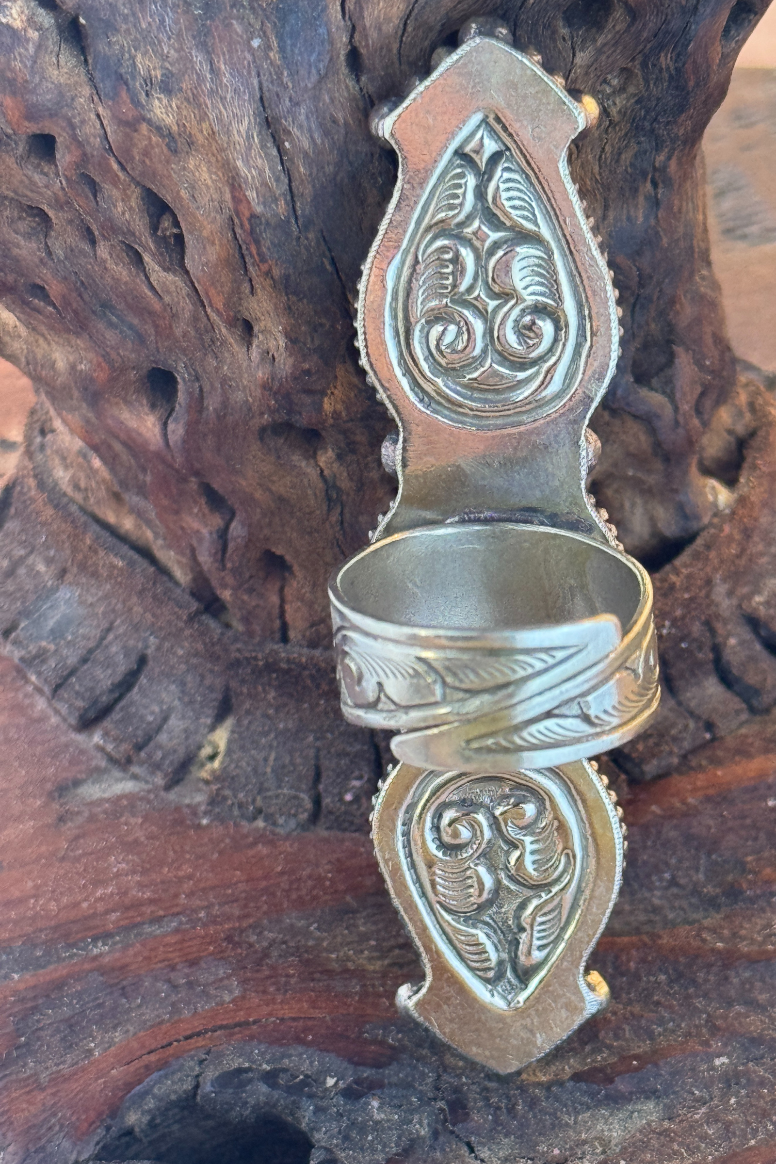 Adjustable Tibetan Silver Turquoise Crawler Ring | One-of-a-Kind (010)