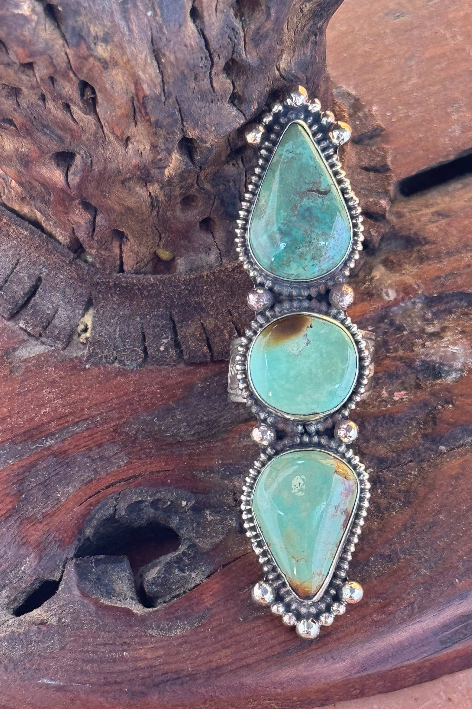 Adjustable Tibetan Silver Turquoise Crawler Ring | One-of-a-Kind (010)