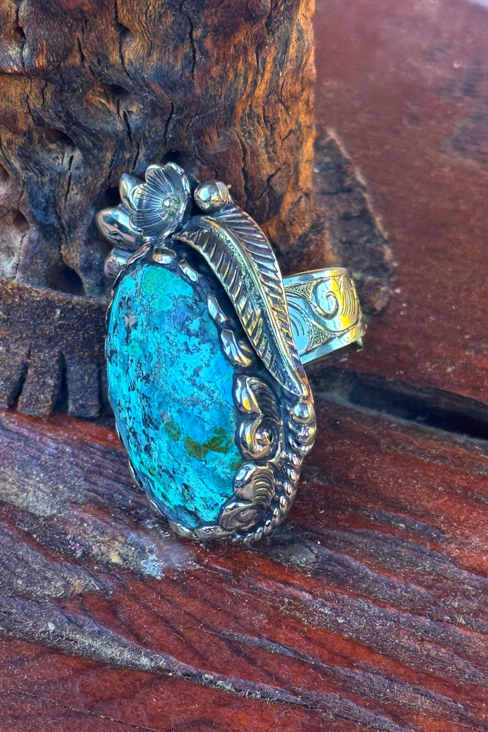 Adjustable Tibetan Silver Turquoise Statement Ring | One-of-a-Kind (001)