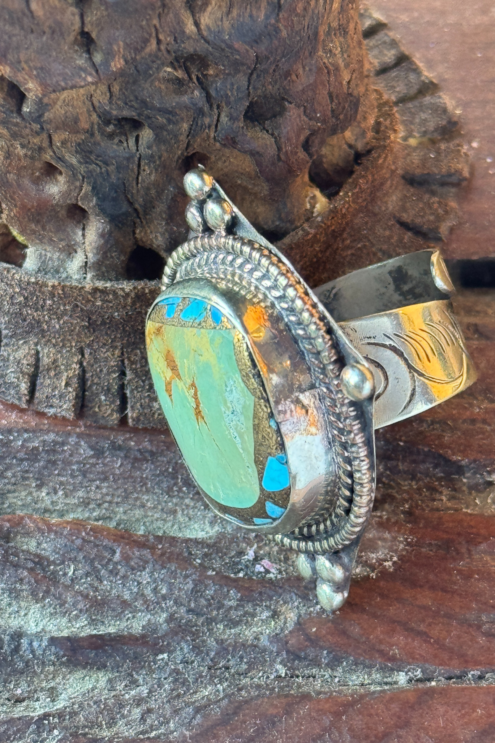 Adjustable Tibetan Silver Turquoise Ring | One-of-a-Kind (011)