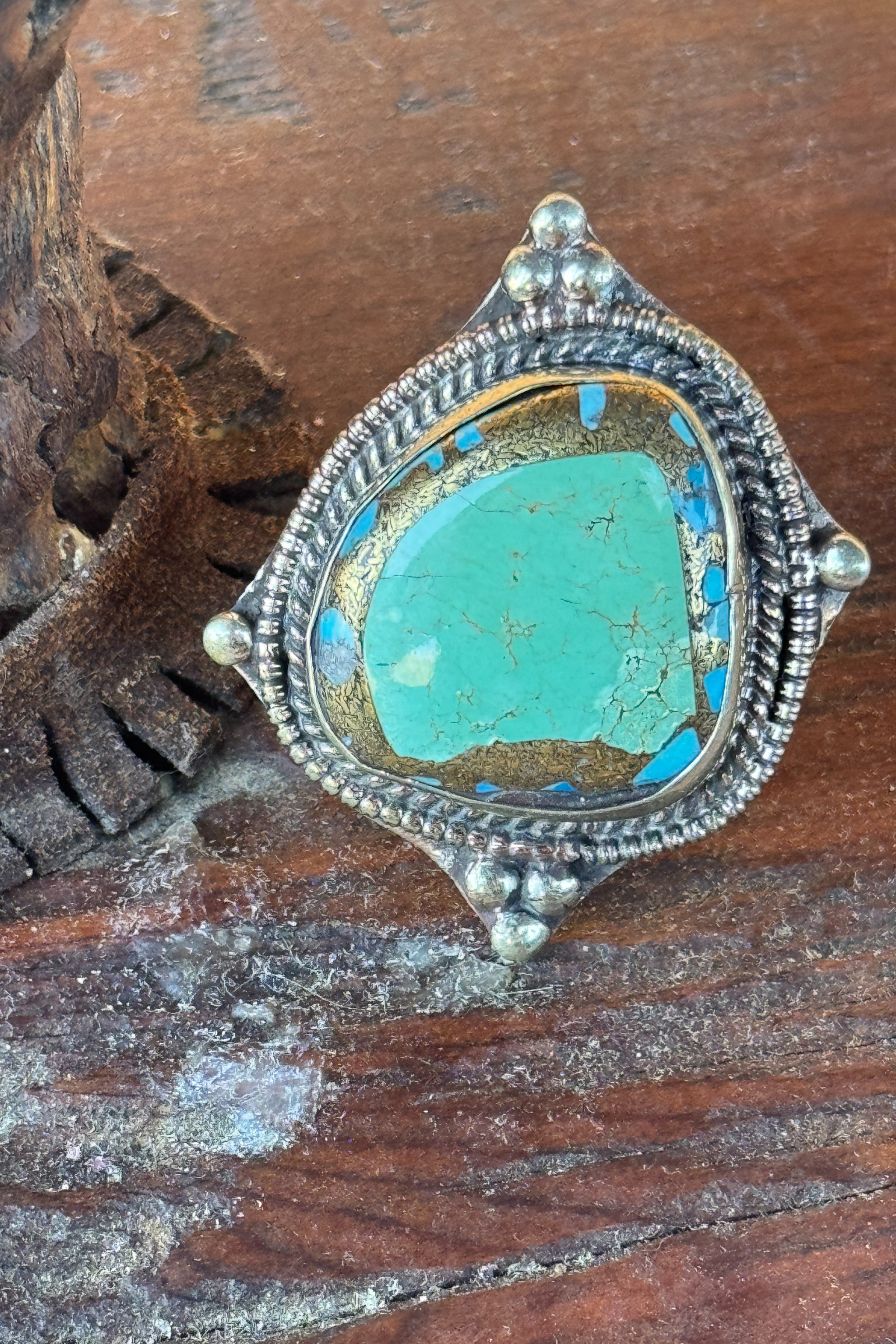Adjustable Tibetan Silver Turquoise Ring | One-of-a-Kind (012)