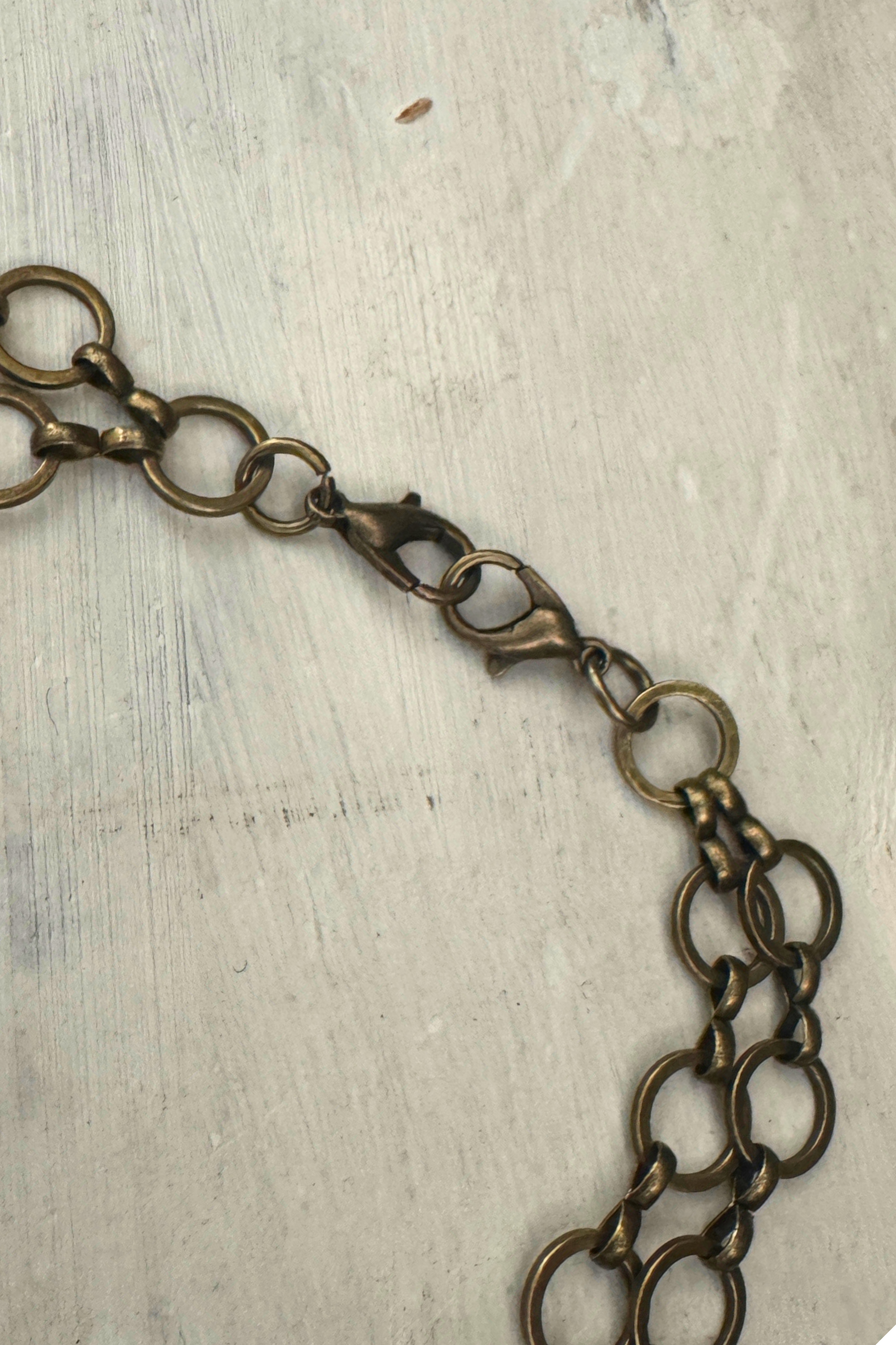Brass Circle Chain Double Strand Necklace