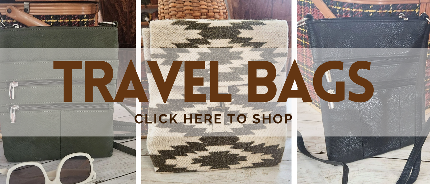 Three travel bags with a 'Travel Bags' text overlay and call to action.