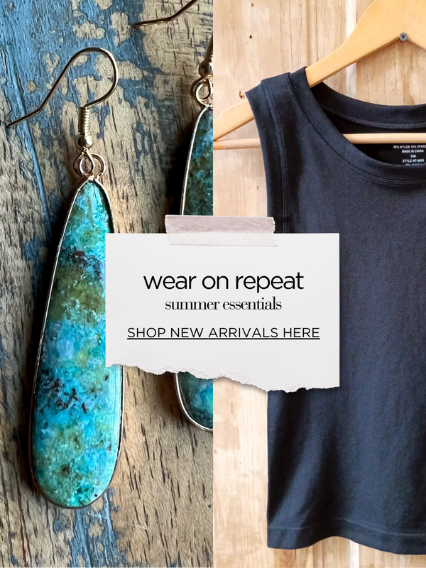 turquoise earrings and black seamless tank