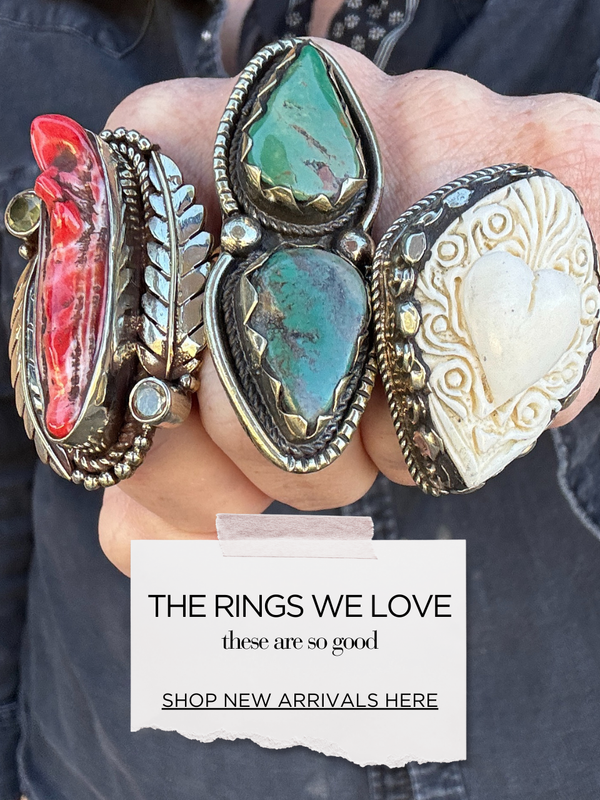 coral turquoise bone rings