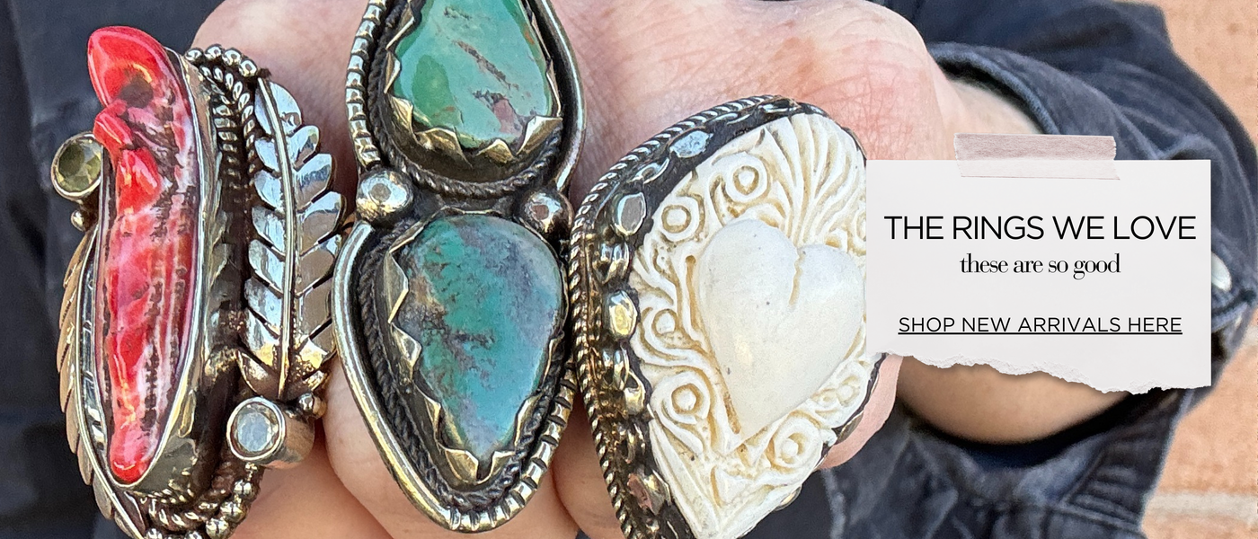 coral turquoise bone rings