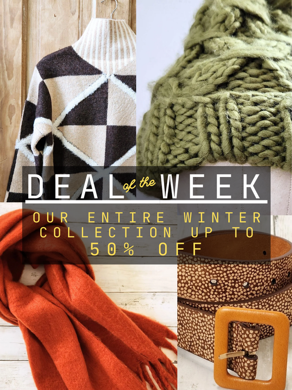 sweater, hat scarf and belt