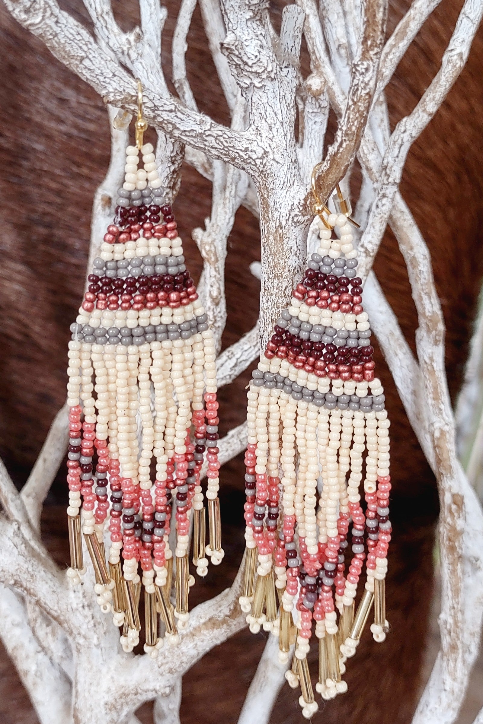 Woven Fringe Dangle Earrings